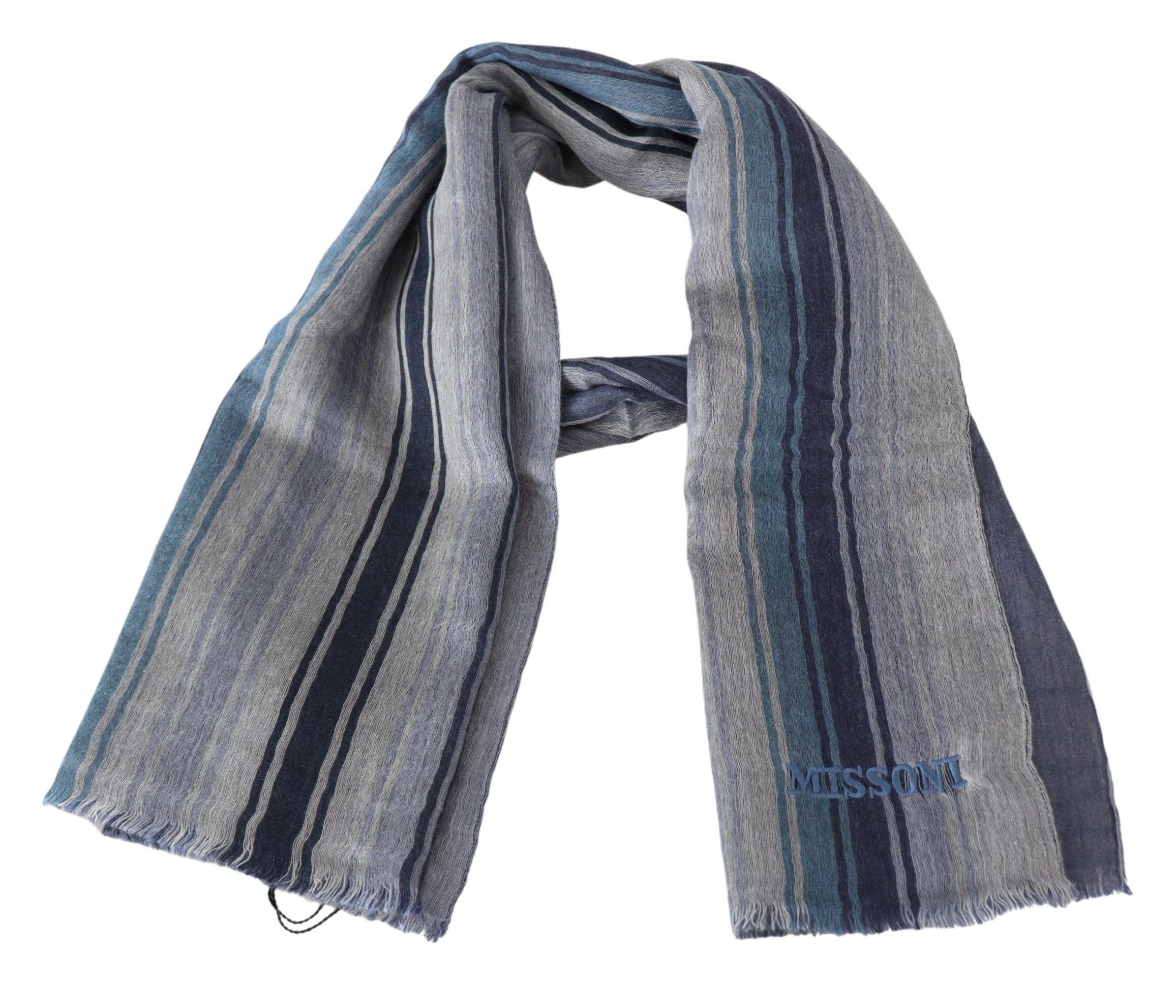 Elegant Multicolor Wool Scarf with Logo Embroidery - ventzia