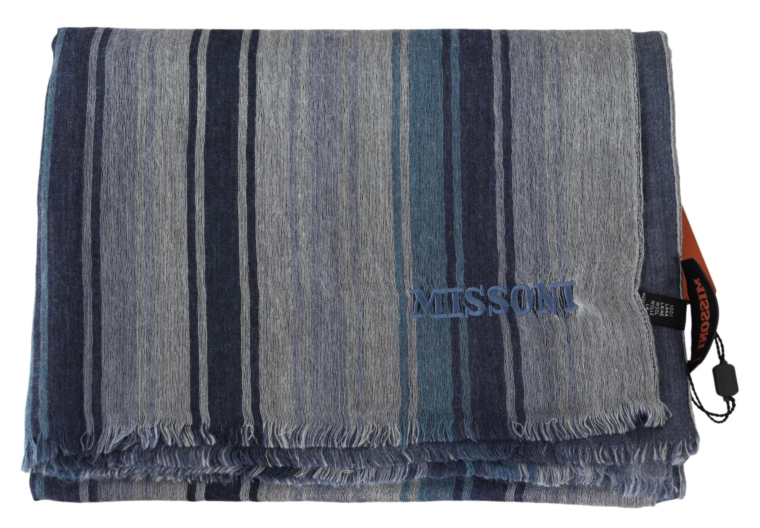 Elegant Multicolor Wool Scarf with Logo Embroidery - ventzia