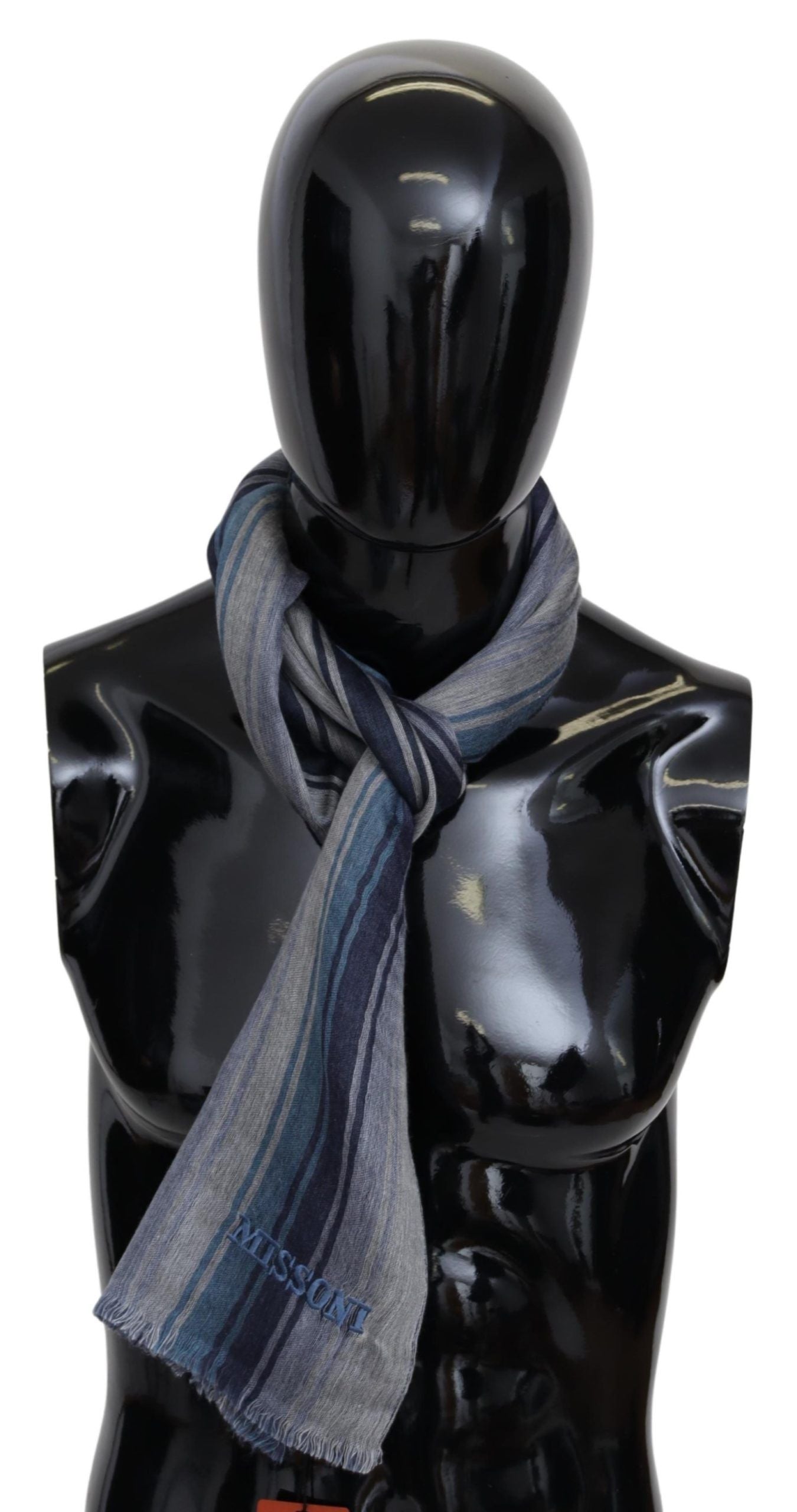 Elegant Multicolor Wool Scarf with Logo Embroidery - ventzia