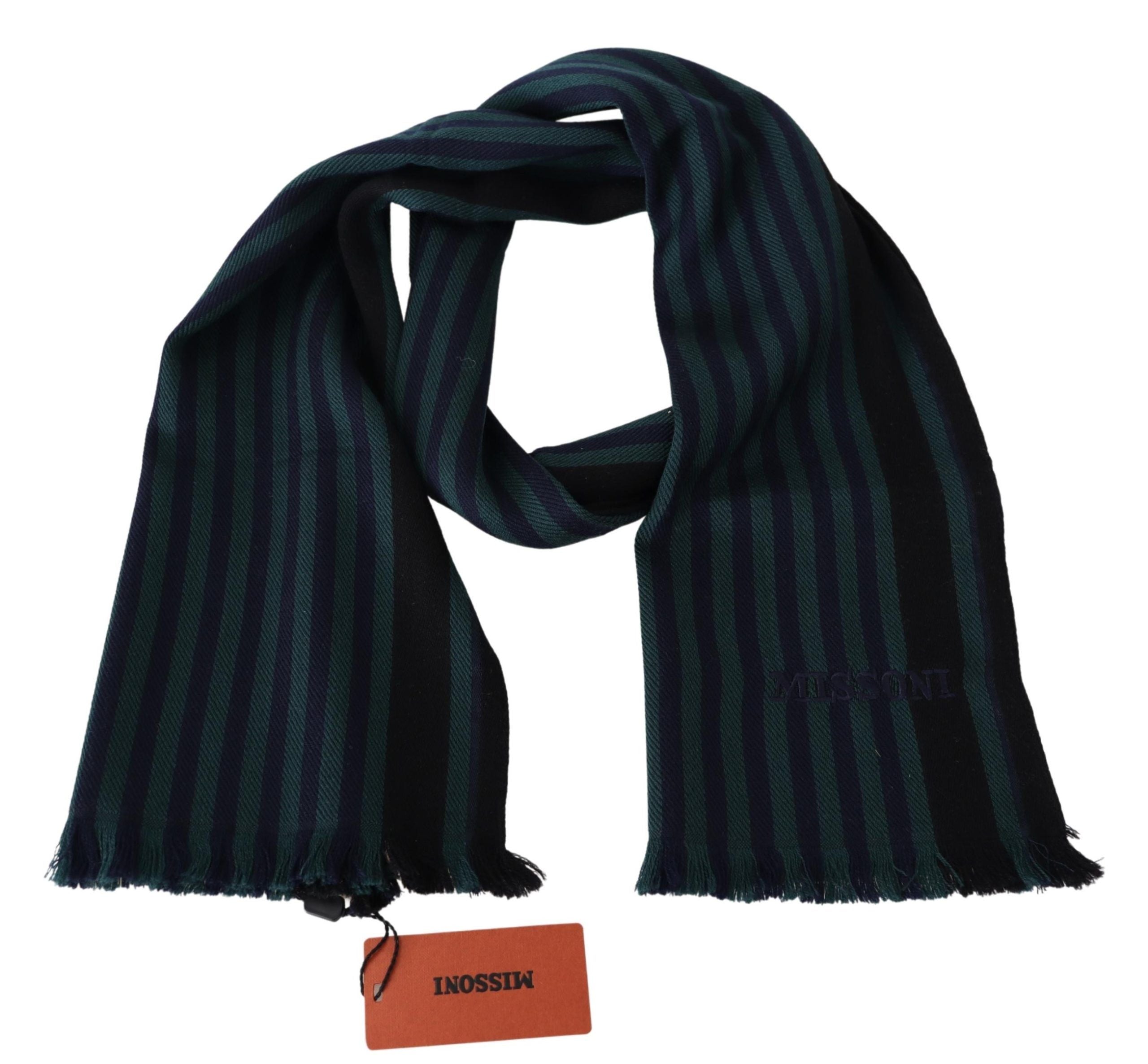 Elegant Multicolor Wool Scarf with Fringes - ventzia