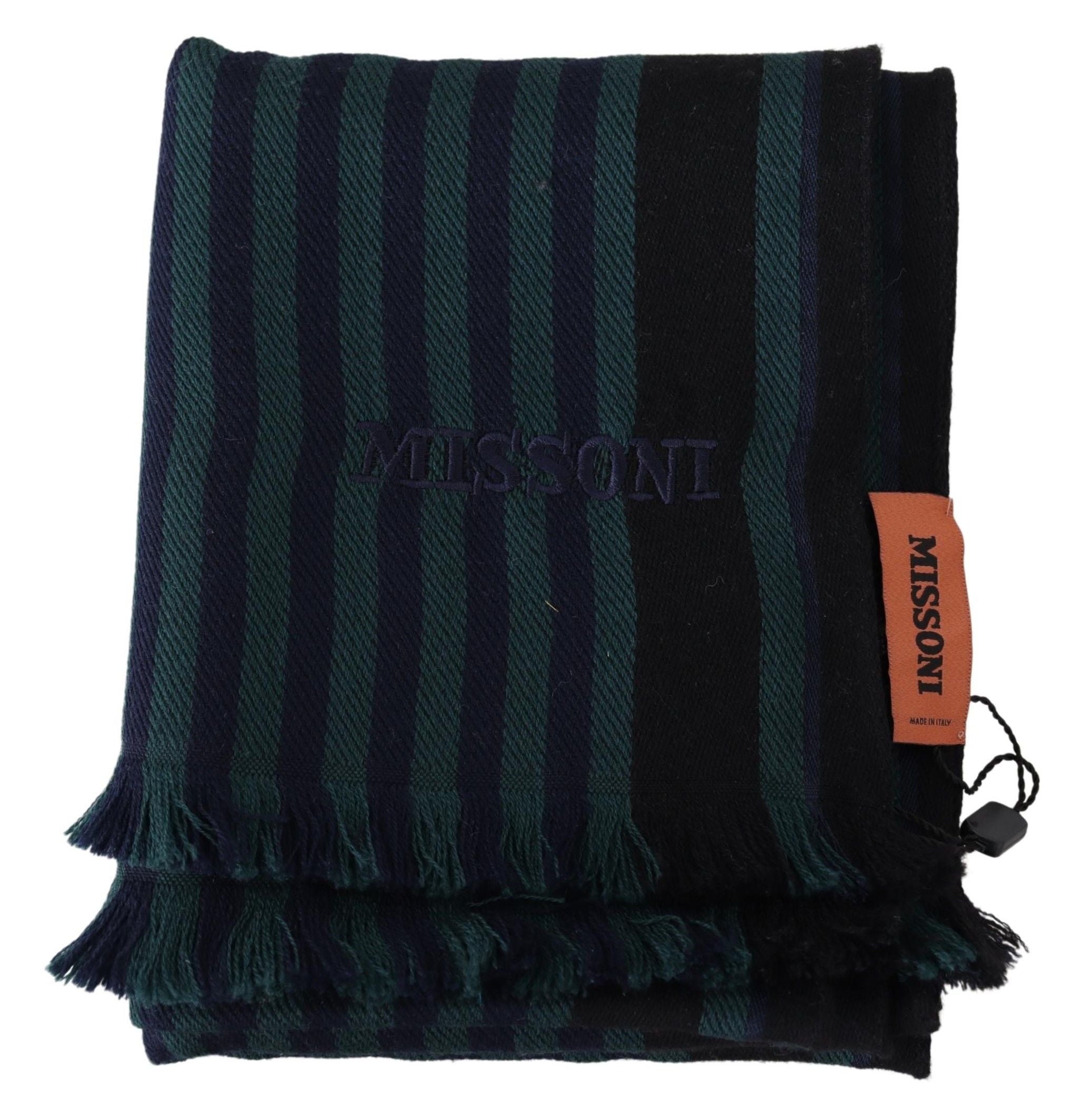 Elegant Multicolor Wool Scarf with Fringes - ventzia