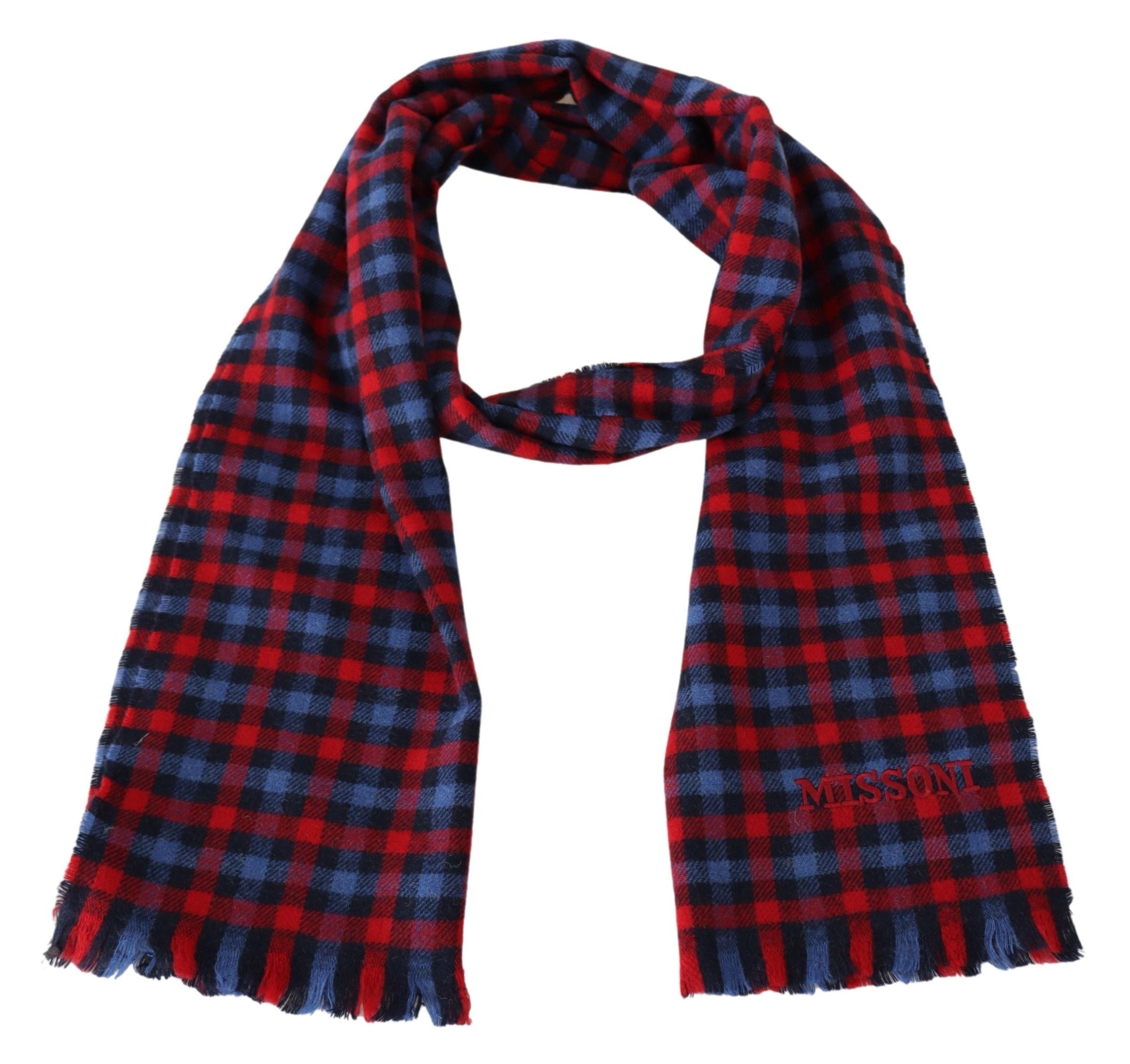 Chic Check Pattern Wool Scarf with Logo Embroidery - ventzia