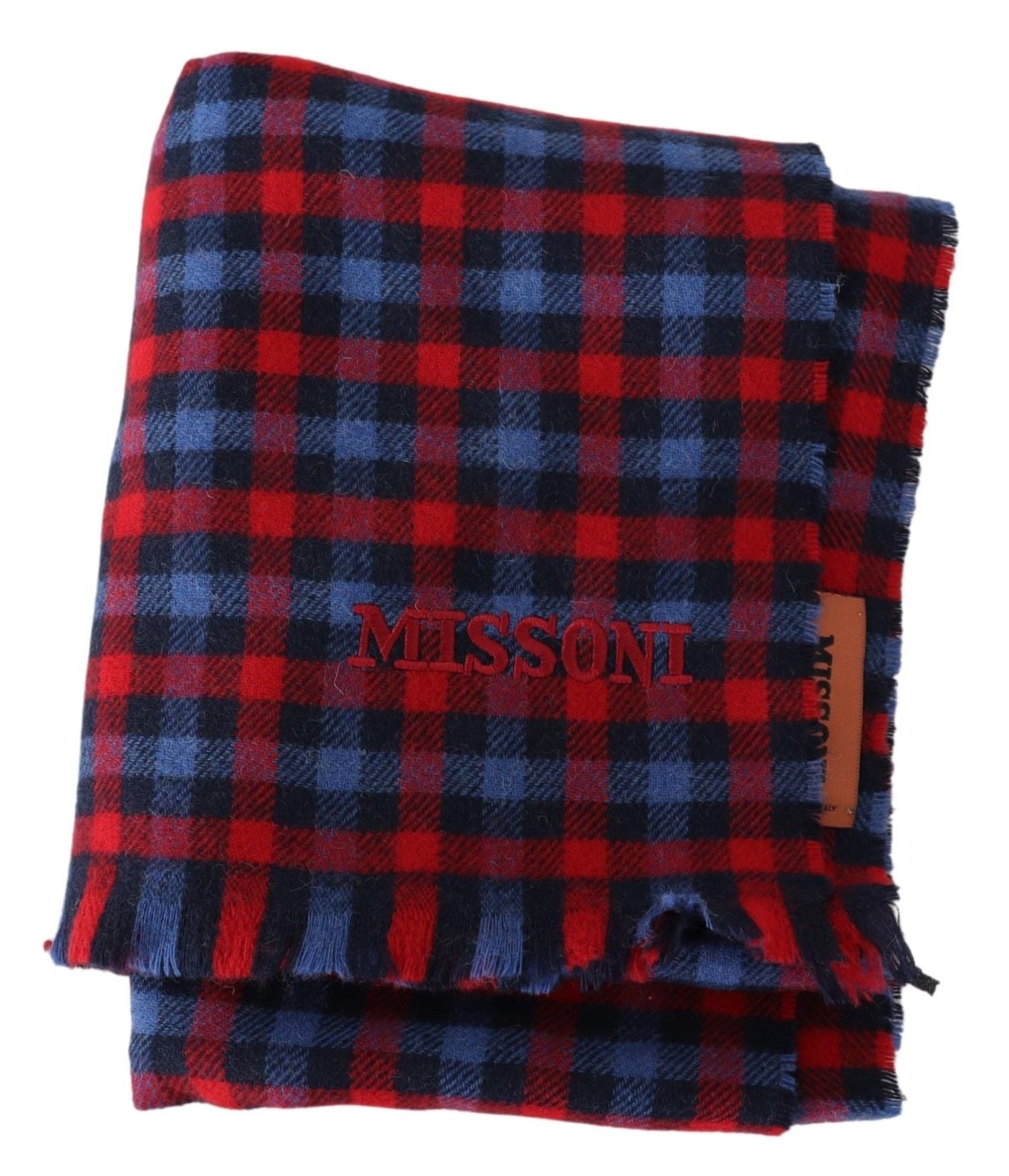 Chic Check Pattern Wool Scarf with Logo Embroidery - ventzia