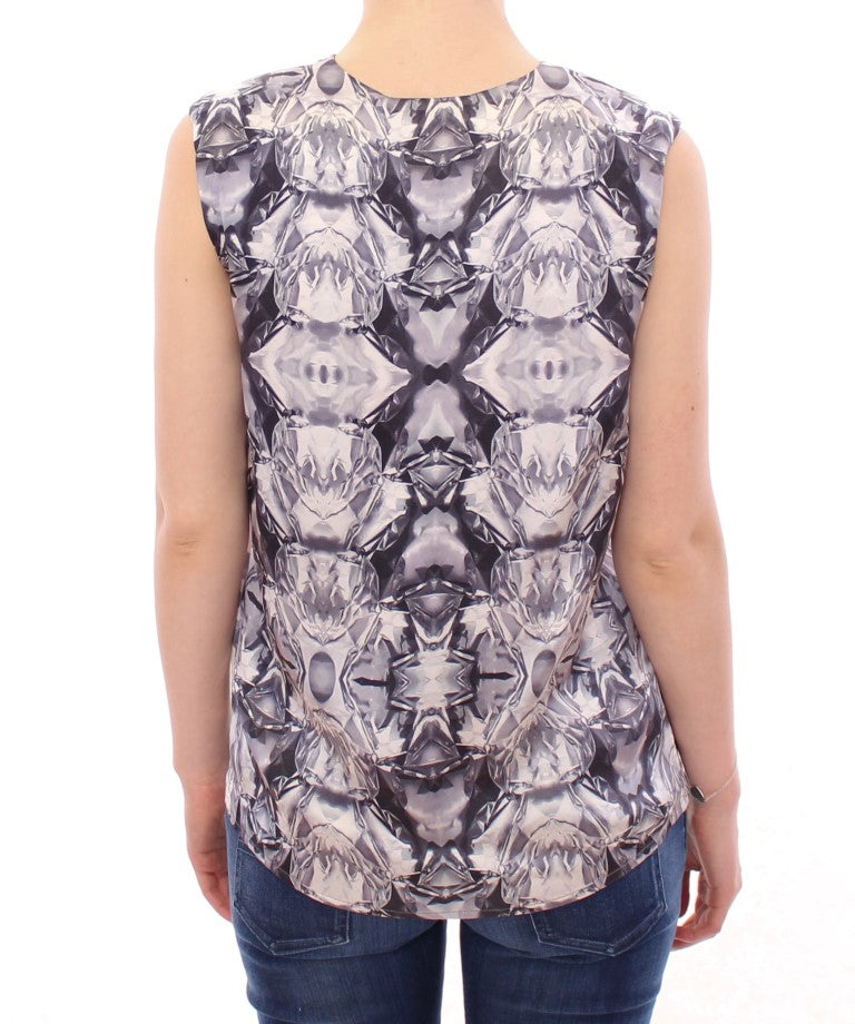 Exquisite Silk Sleeveless Blouse in Multicolor - ventzia