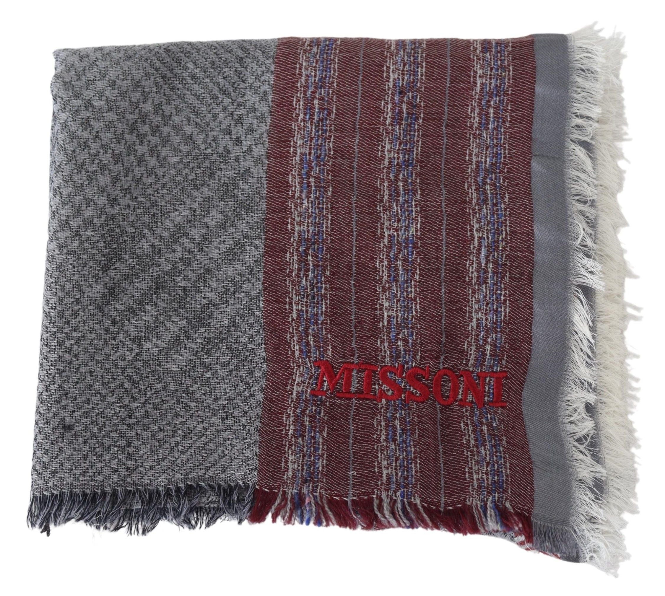 Elegant Wool Striped Logo Scarf - ventzia
