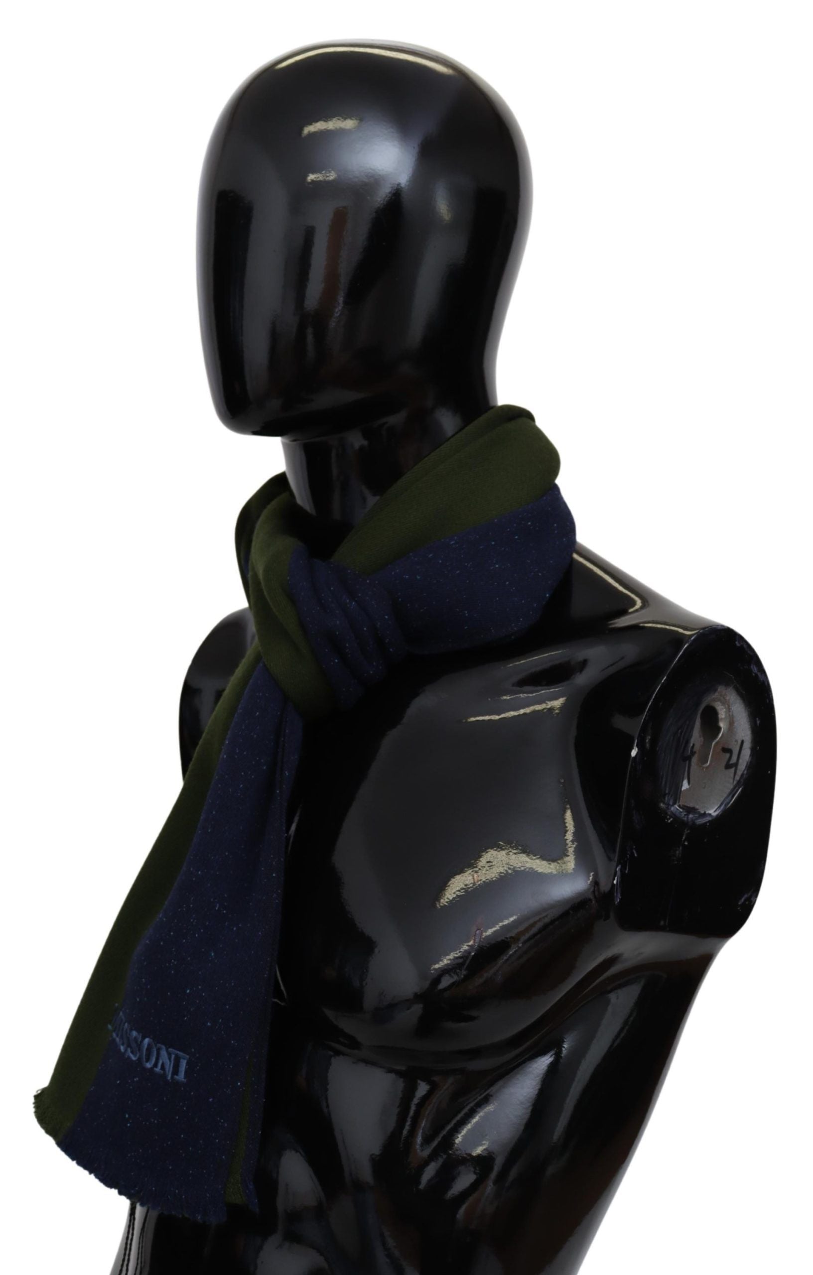 Authentic Wool Scarf with Stripes and Logo Embroidery - ventzia