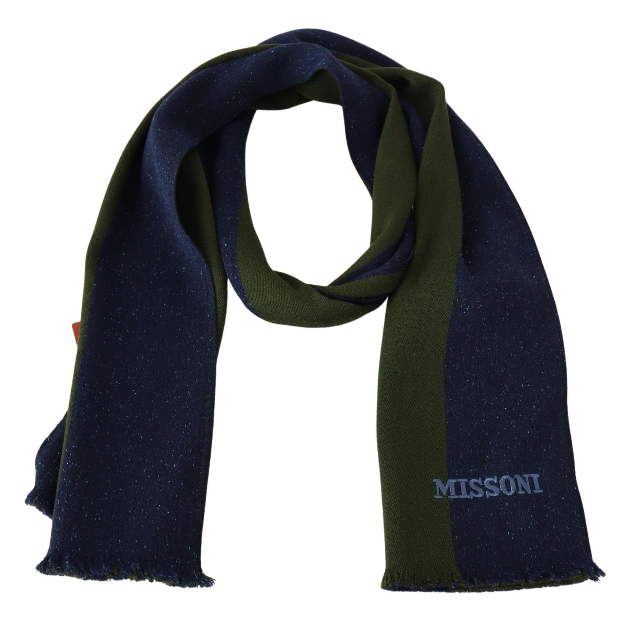 Authentic Wool Scarf with Stripes and Logo Embroidery - ventzia
