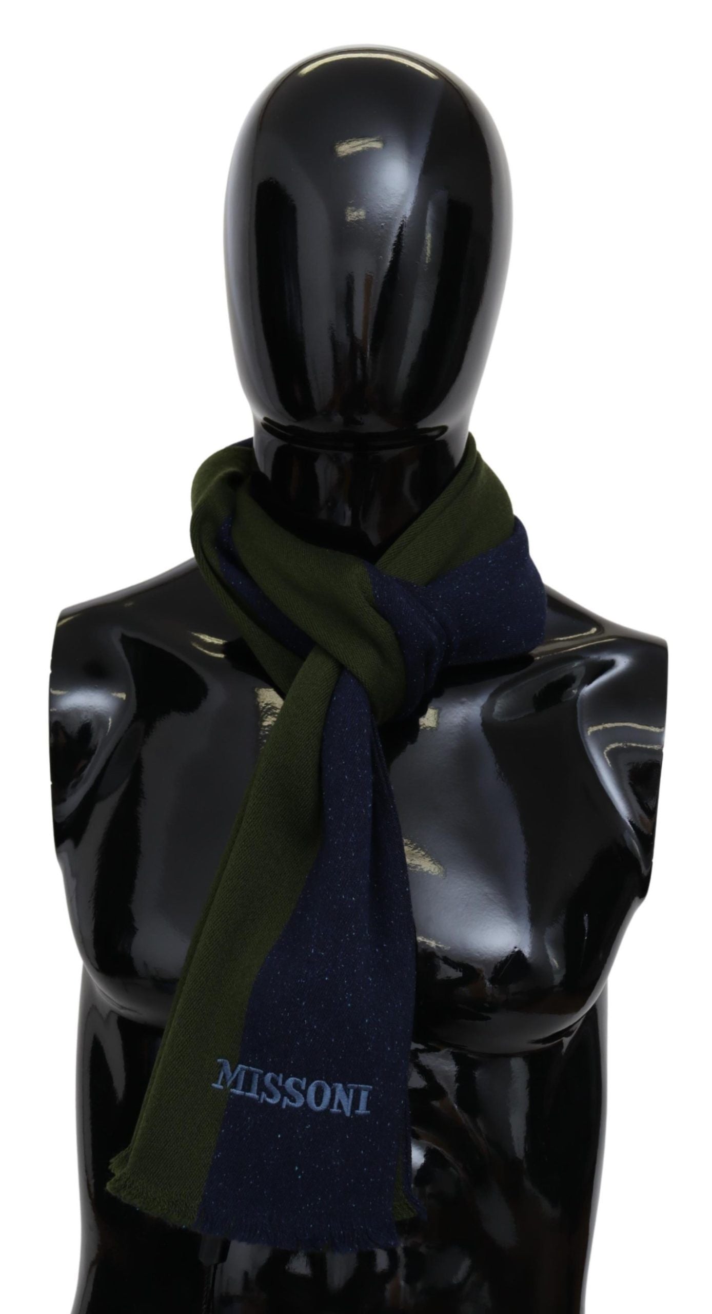 Authentic Wool Scarf with Stripes and Logo Embroidery - ventzia
