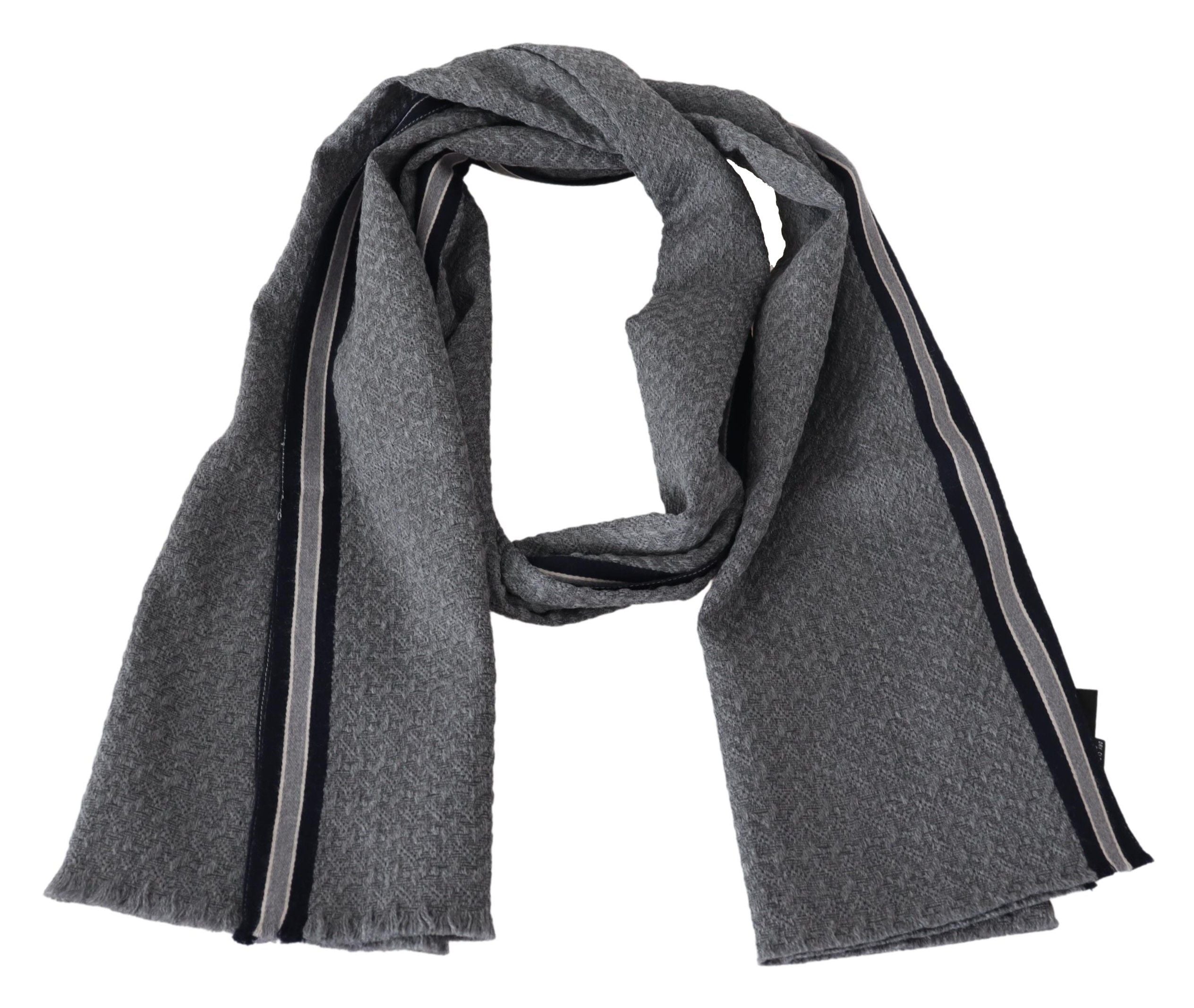 Gray Stripes Pattern 100% Wool Unisex Neck Wrap Scarf - ventzia