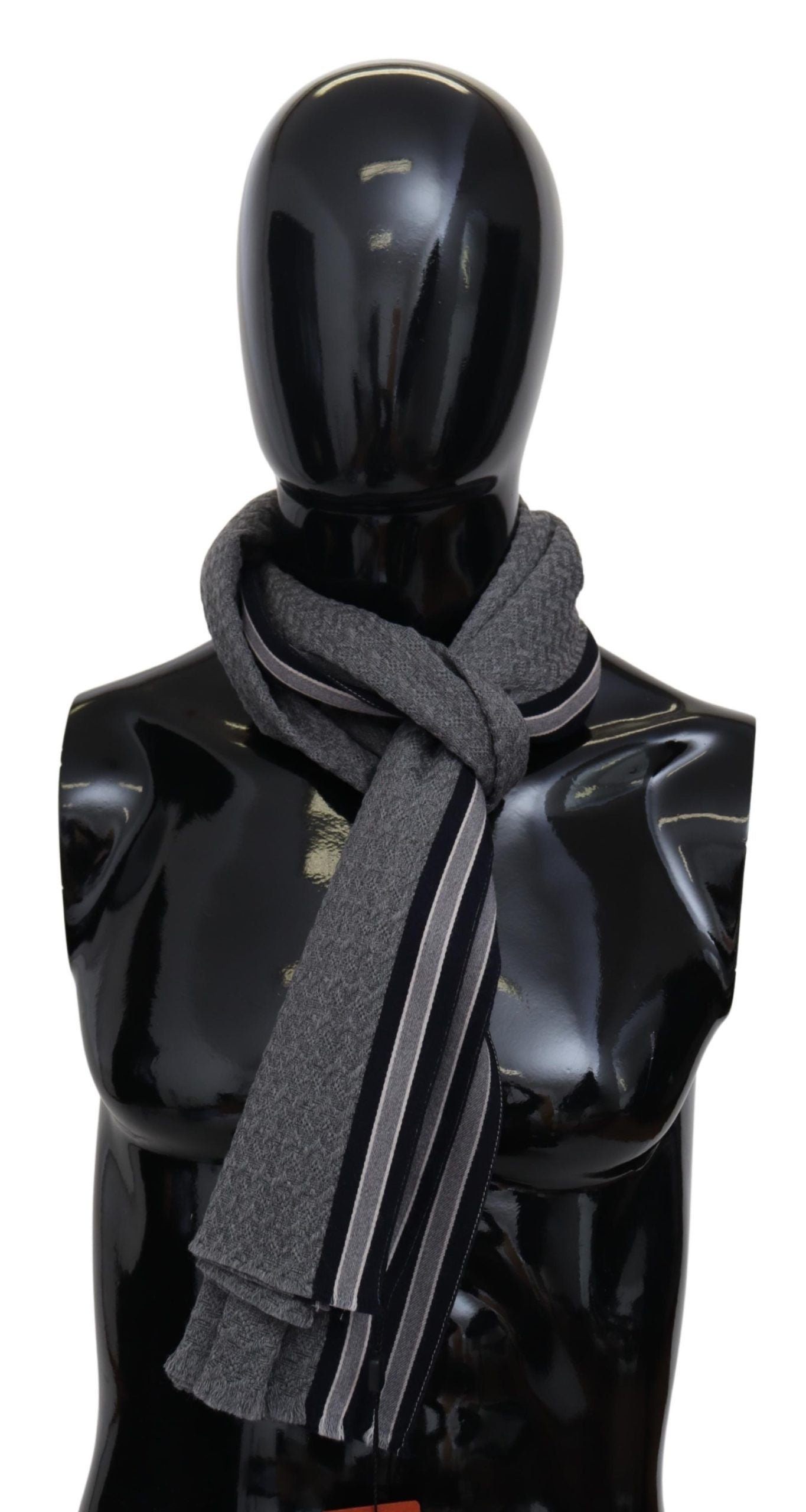 Gray Stripes Pattern 100% Wool Unisex Neck Wrap Scarf - ventzia