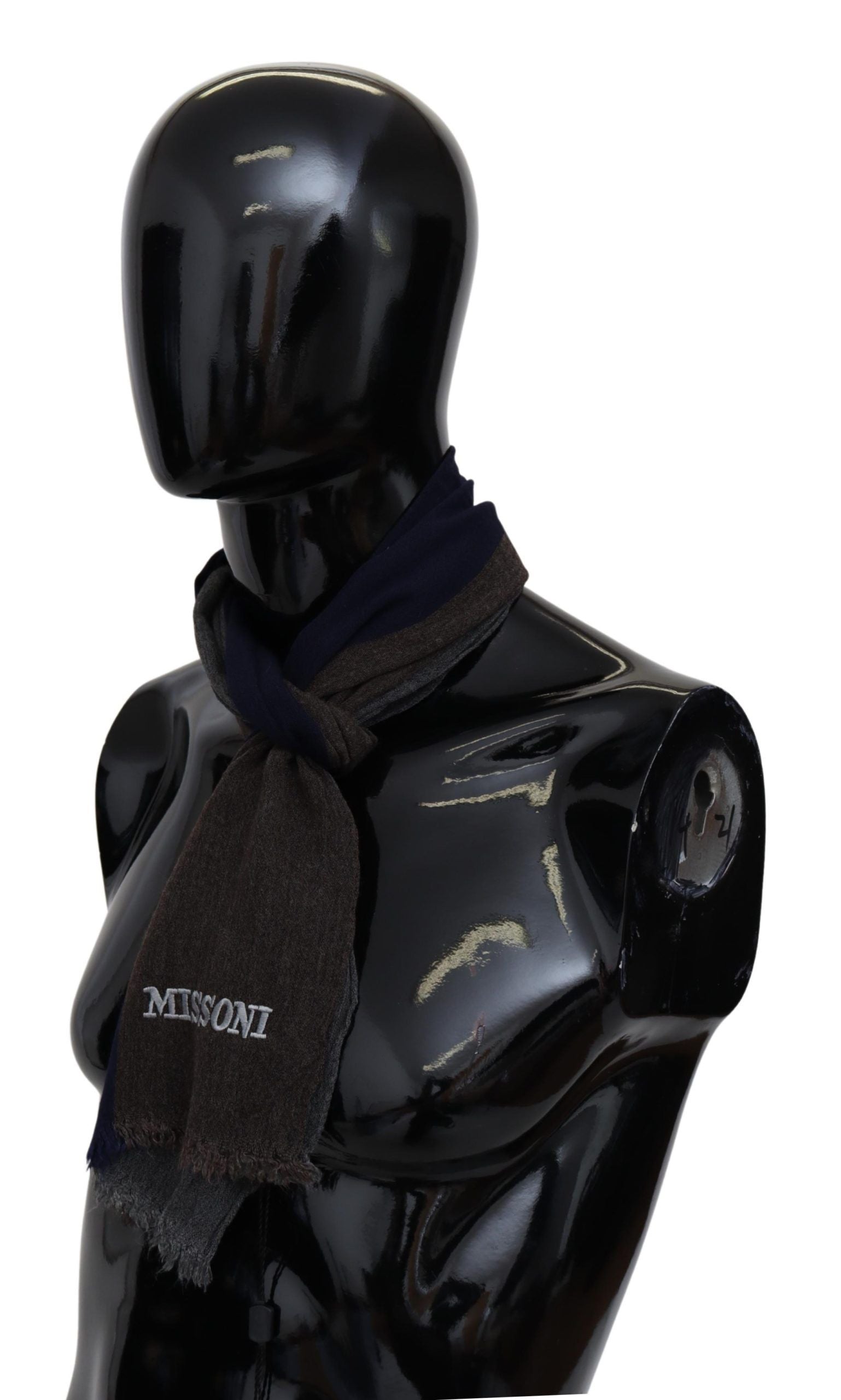 Elegant Multicolor Wool Scarf with Signature Embroidery - ventzia