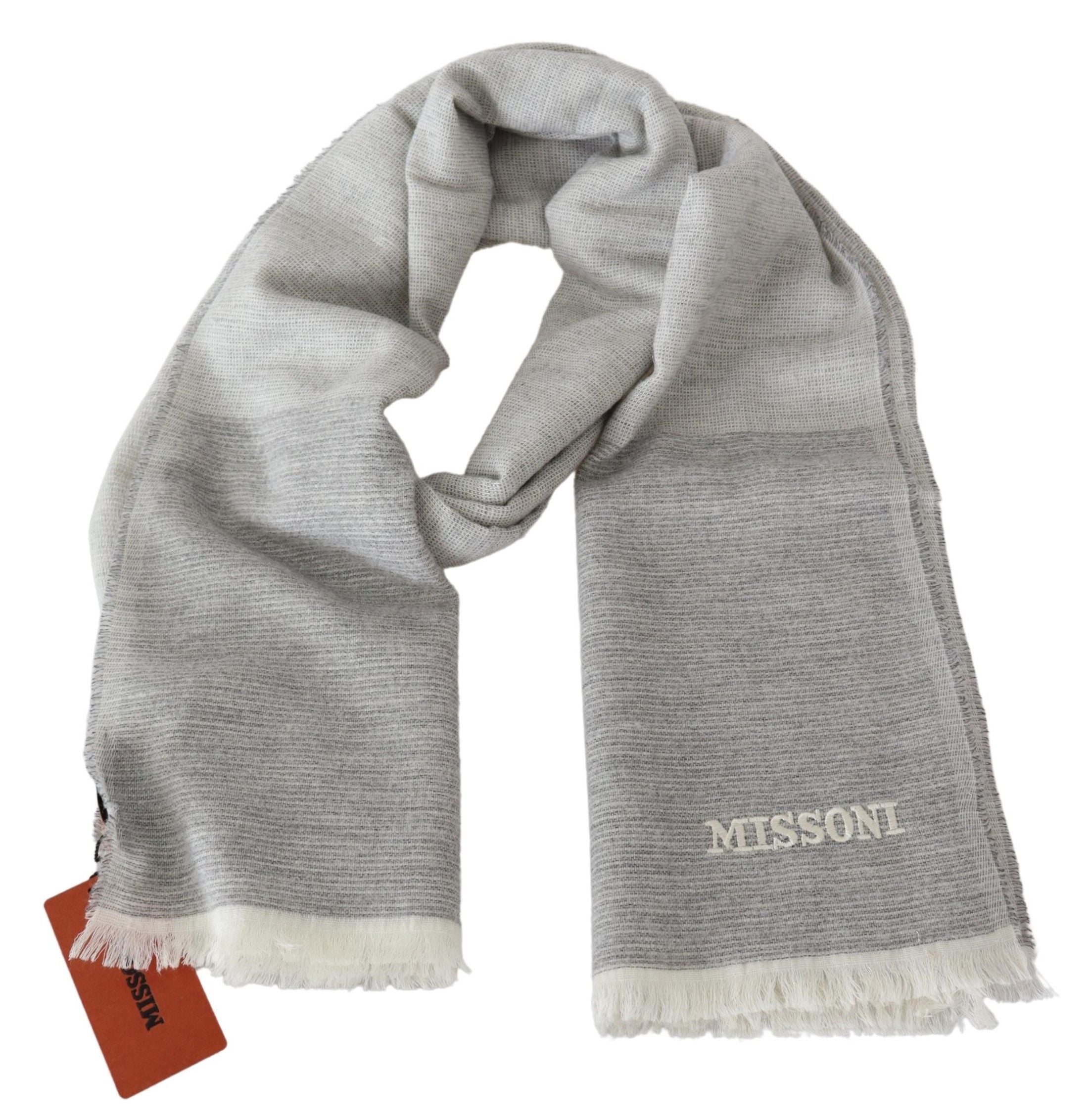 Elegant Beige Wool Scarf with Embroidery Detail - ventzia