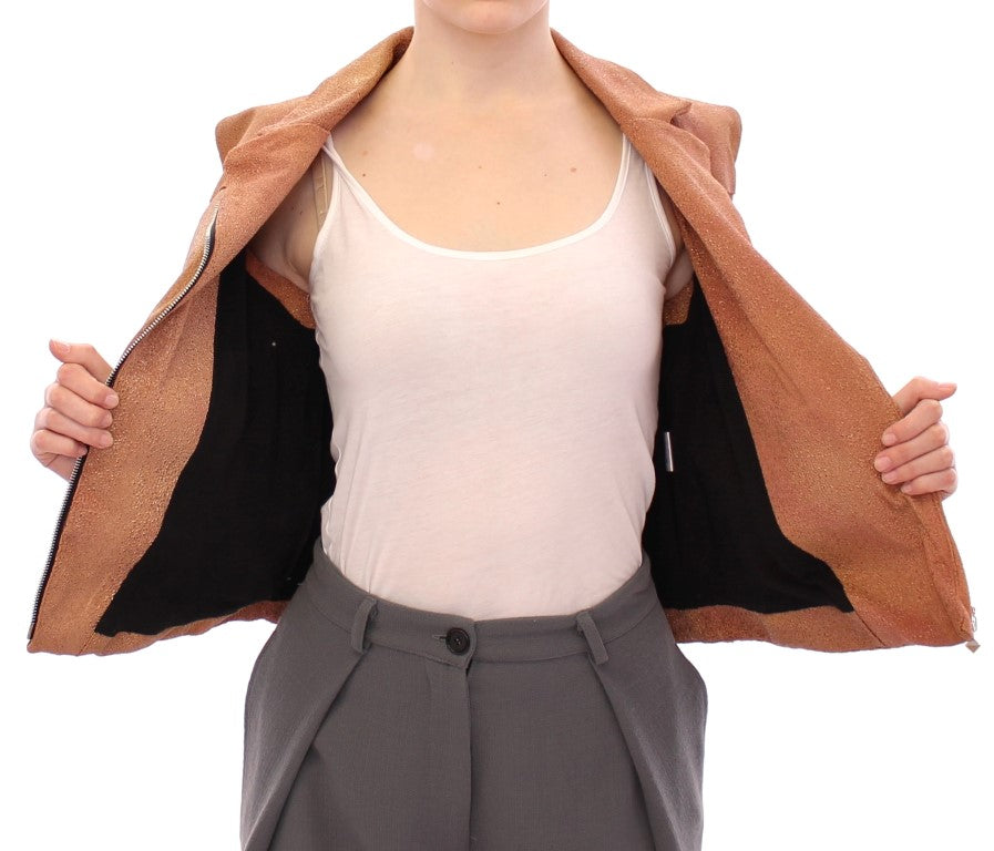 Sleeveless Leather Couture Vest in Rich Brown - ventzia