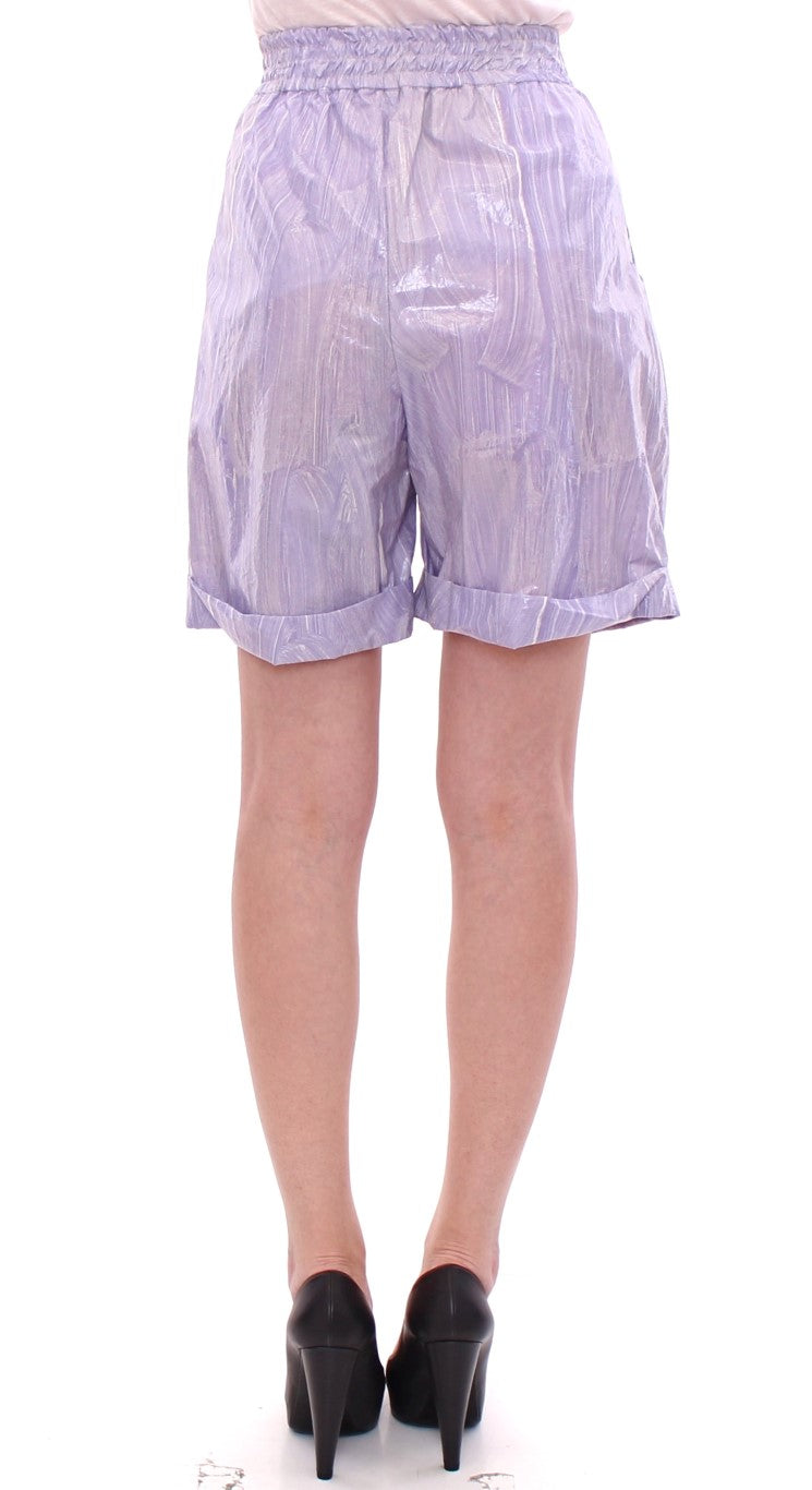 Elegant Purple Viscose Shorts - Side Zip Closure - ventzia