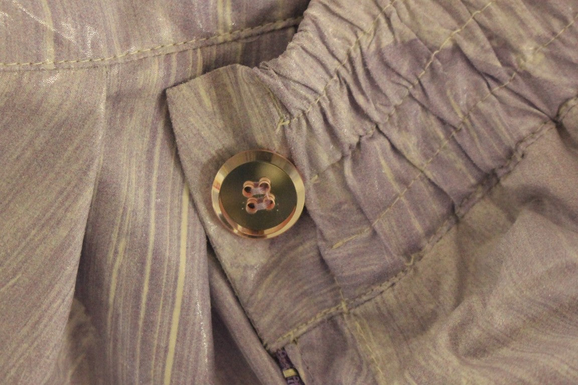 Elegant Purple Viscose Shorts - Side Zip Closure - ventzia