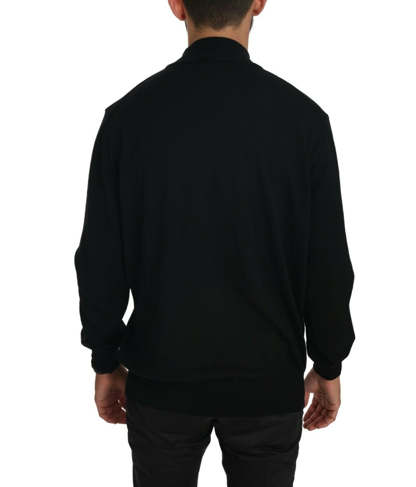 Elegant Black Virgin Wool Pullover Sweater - ventzia