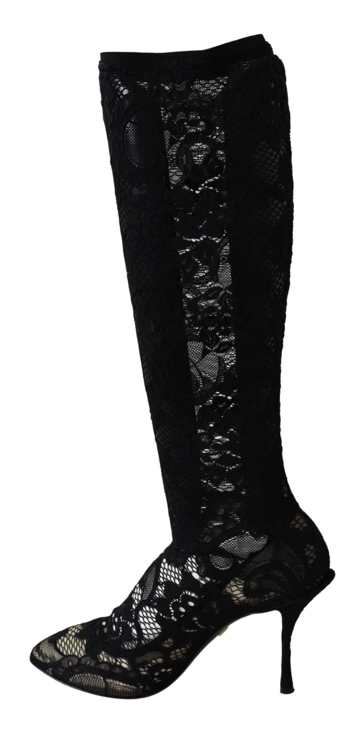 Elegant Black Stretch Sock Pumps - ventzia