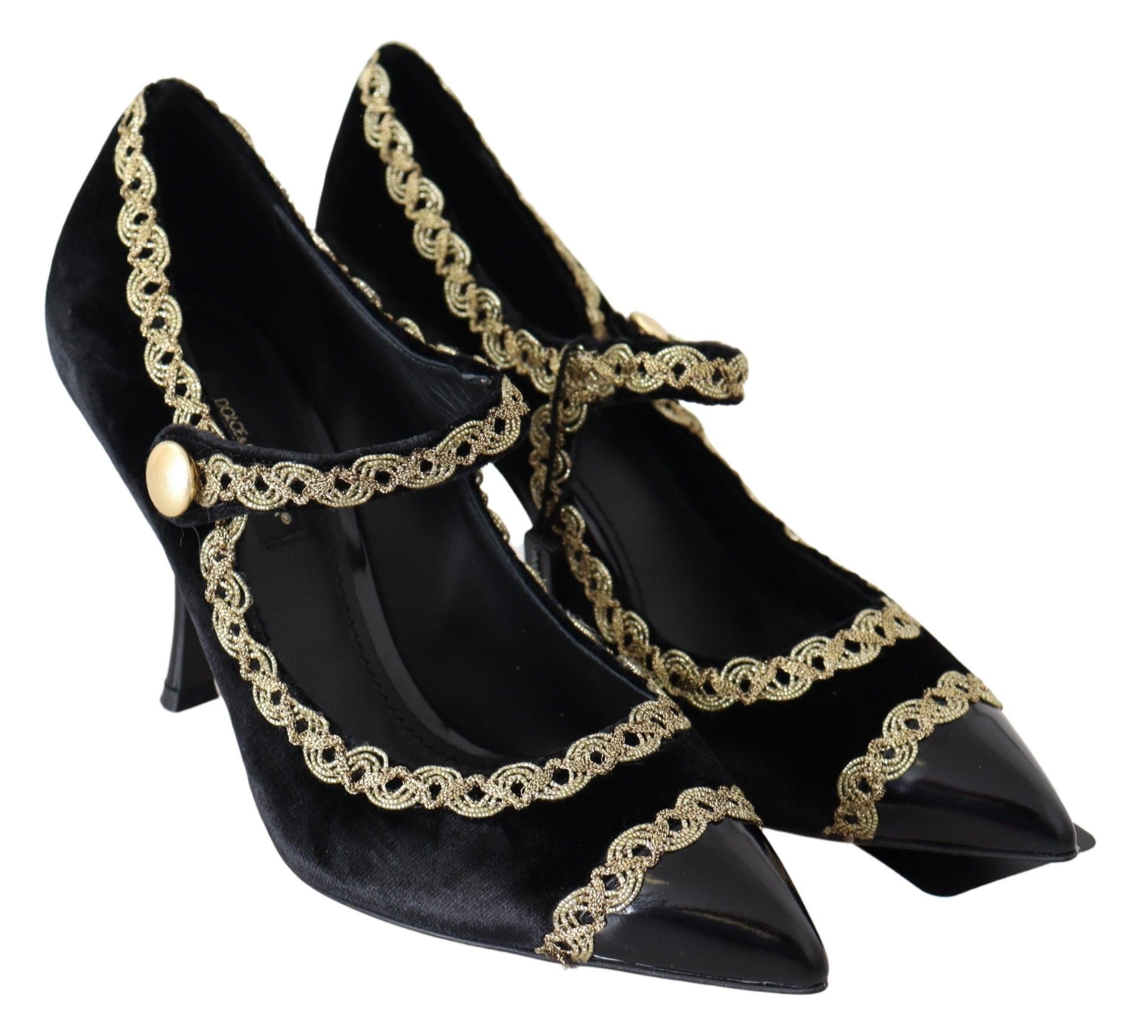 Elegant Velvet Patent Embroidered Pumps - ventzia