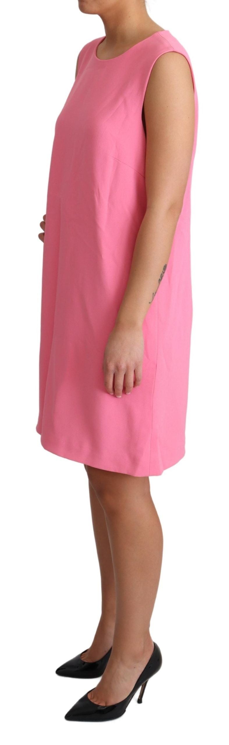 Elegant Pink Shift Knee Length Dress - ventzia