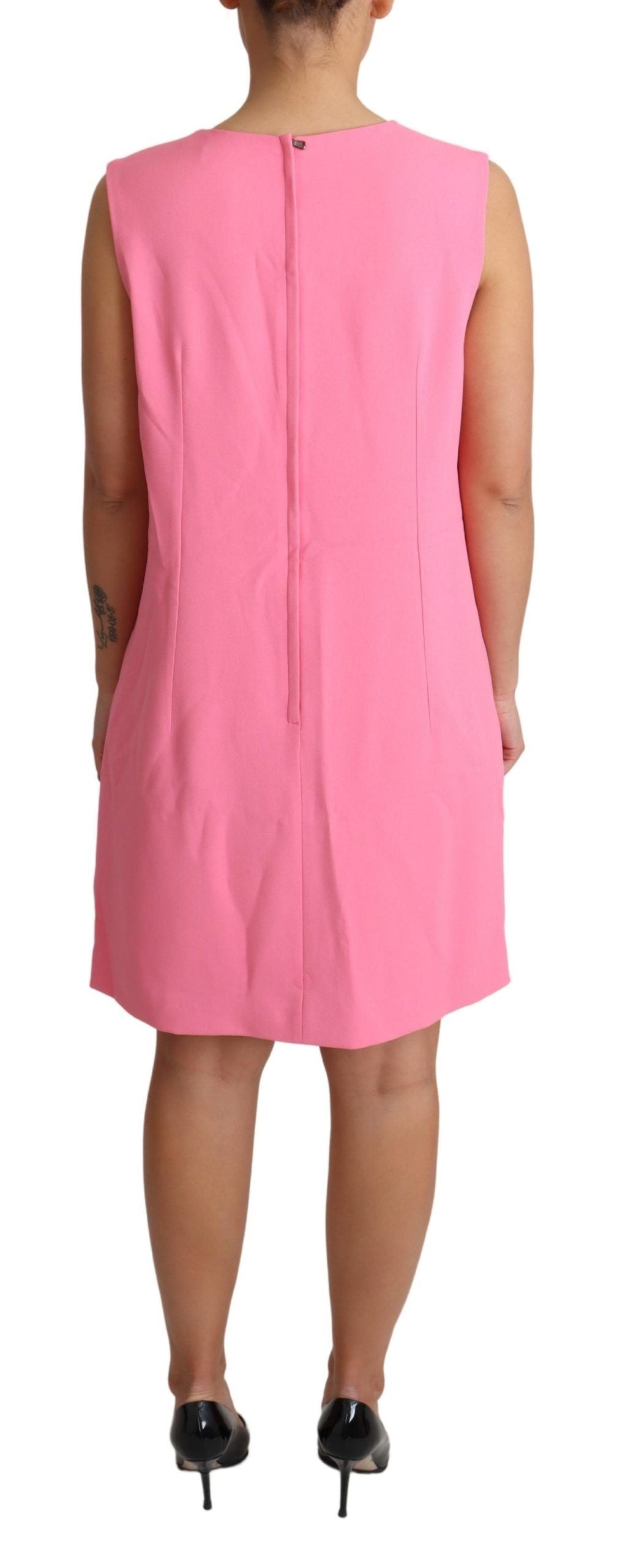 Elegant Pink Shift Knee Length Dress - ventzia