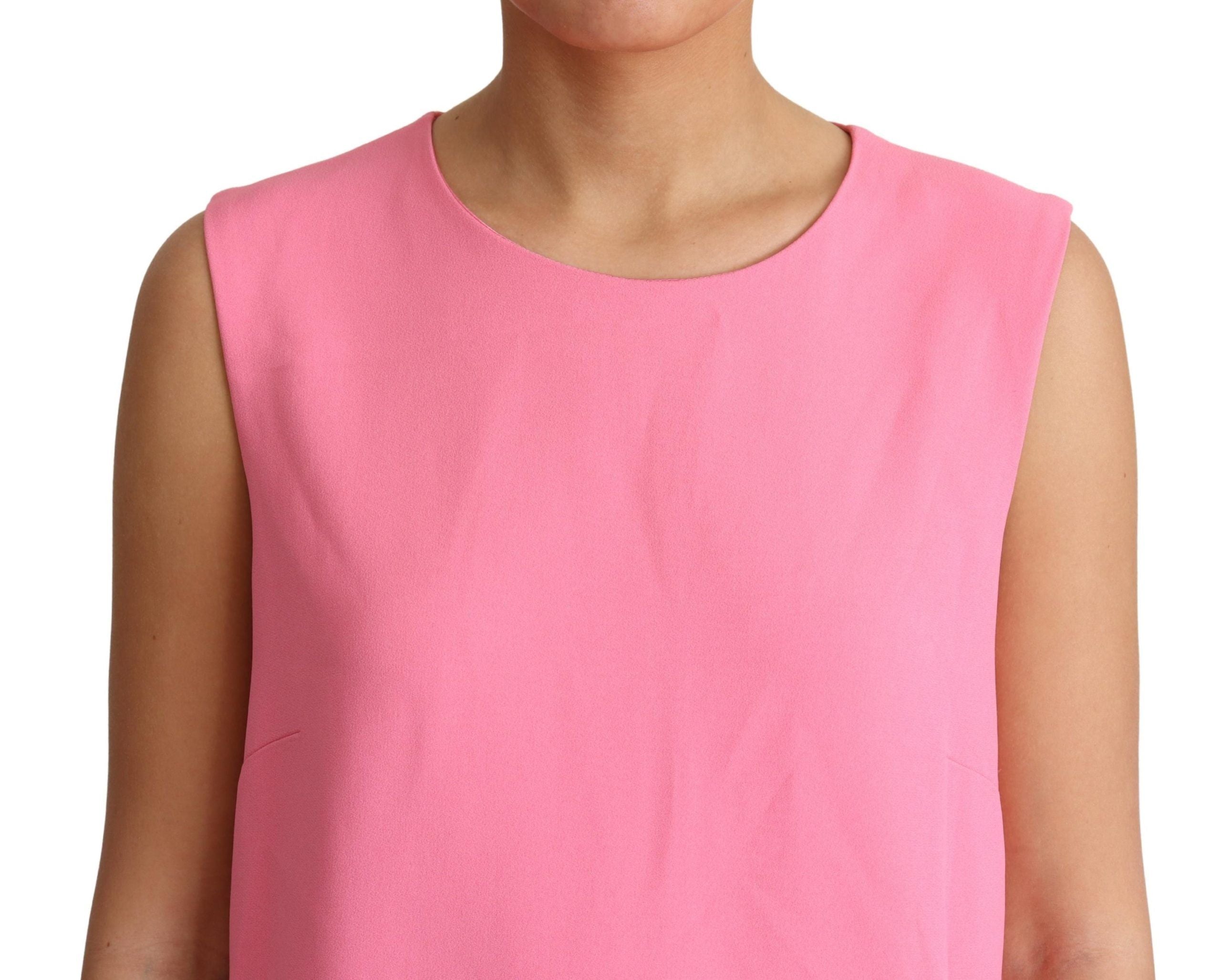 Elegant Pink Shift Knee Length Dress - ventzia