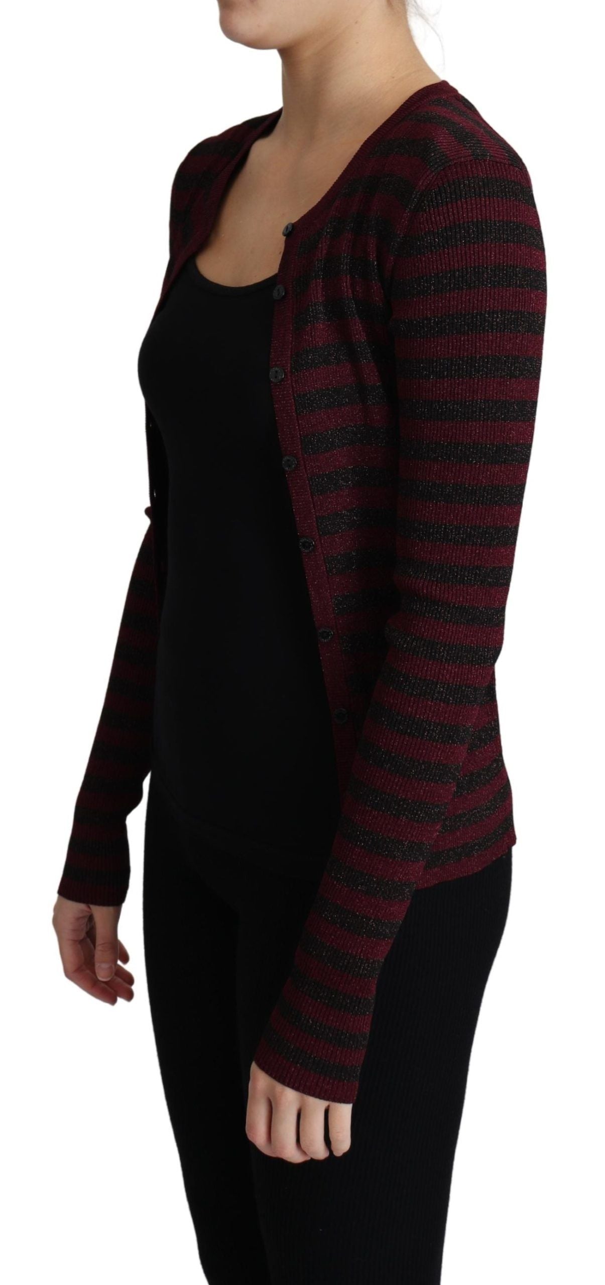 Elegant Striped Viscose Cardigan - ventzia