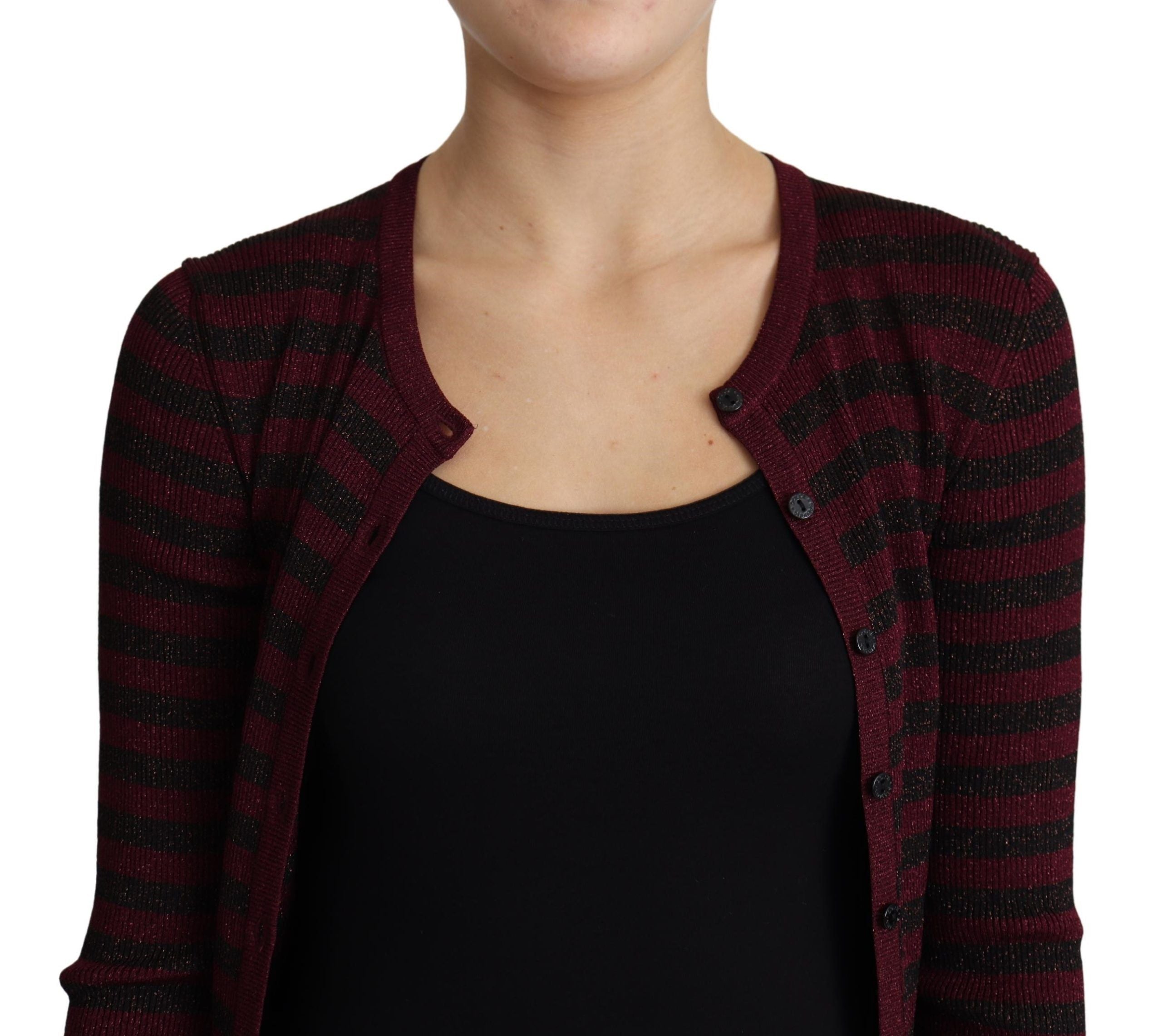 Elegant Striped Viscose Cardigan - ventzia