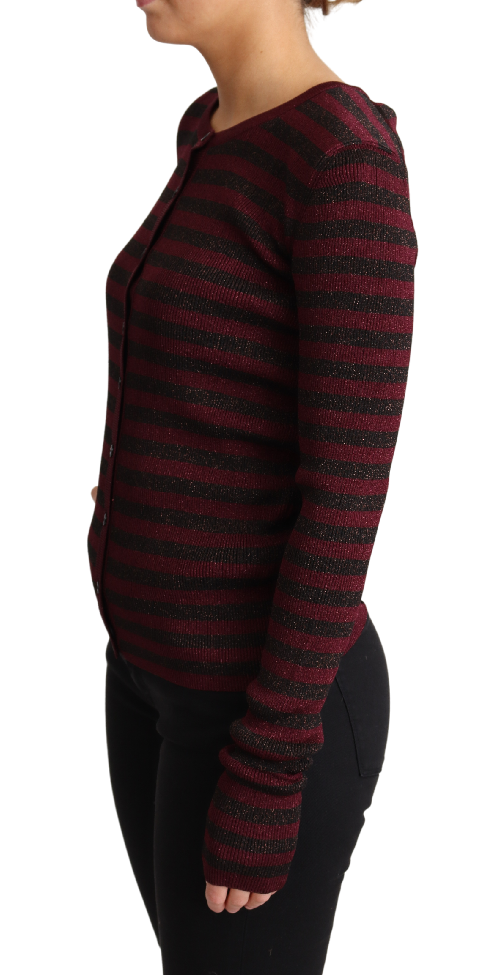Elegant Striped Viscose Cardigan - ventzia
