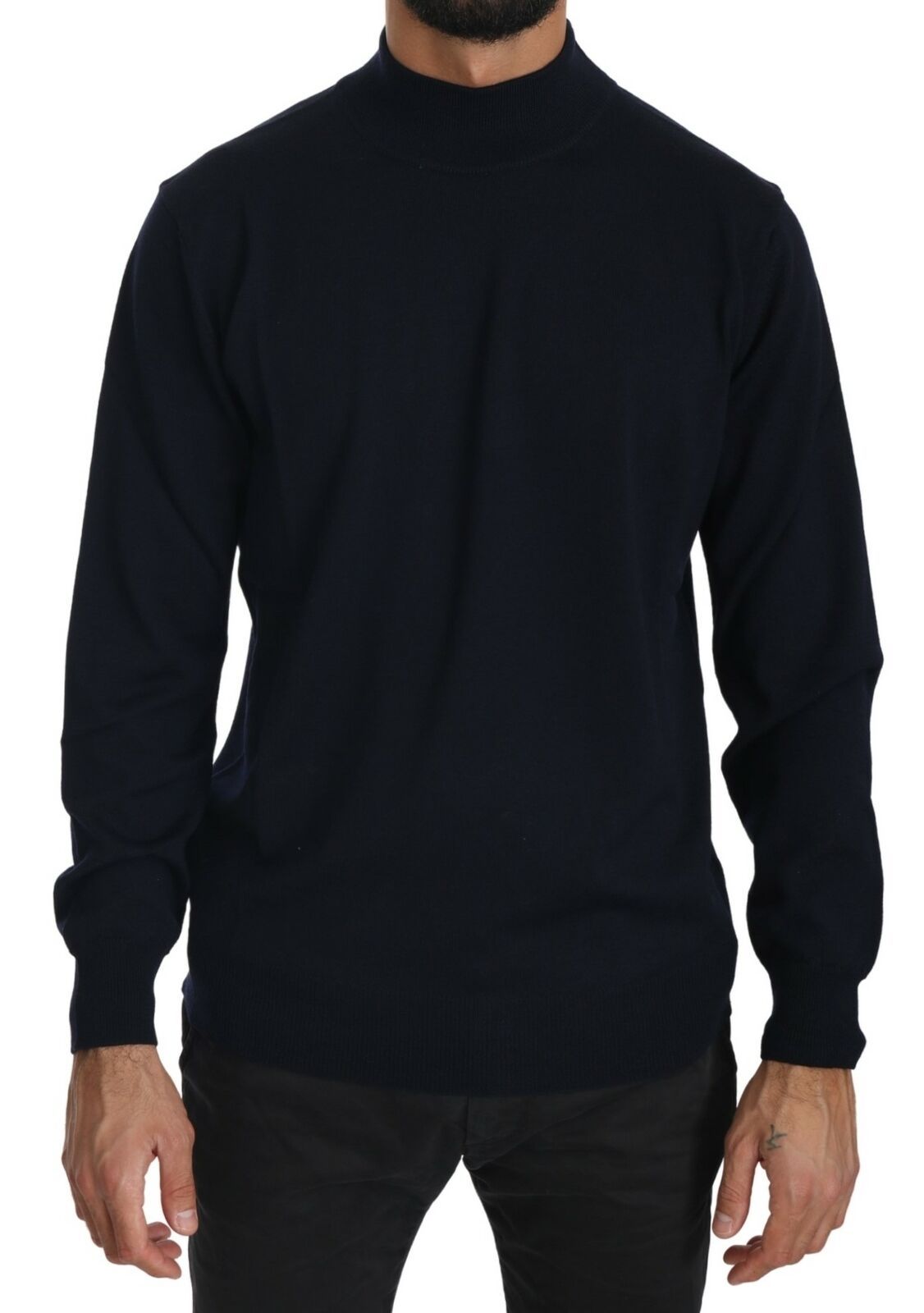 Elegant Dark Blue Pullover Sweater - ventzia