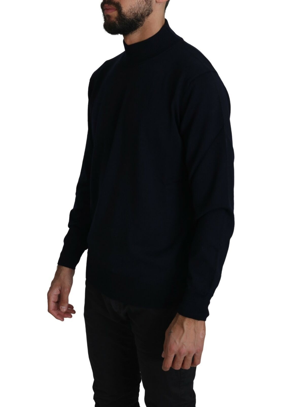 Elegant Dark Blue Pullover Sweater - ventzia