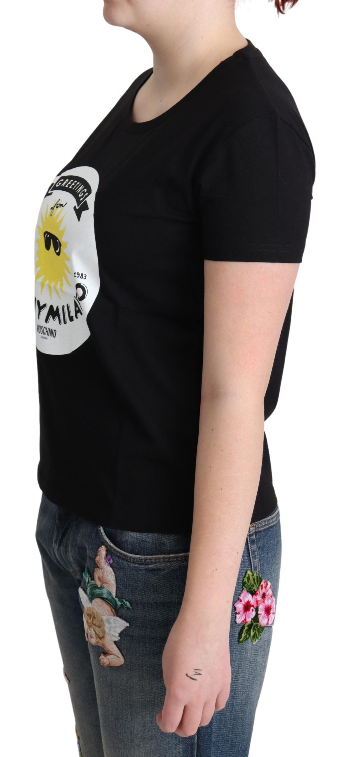 Chic Moschino Cotton Tee with Milano Print - ventzia