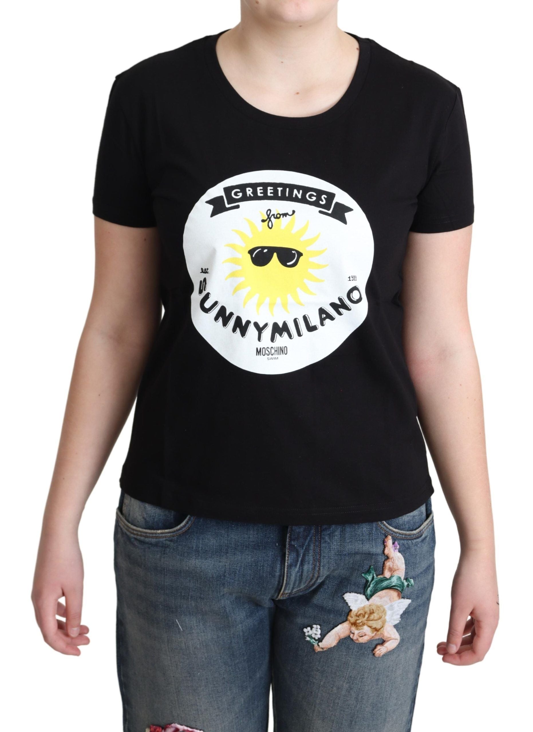 Chic Moschino Cotton Tee with Milano Print - ventzia