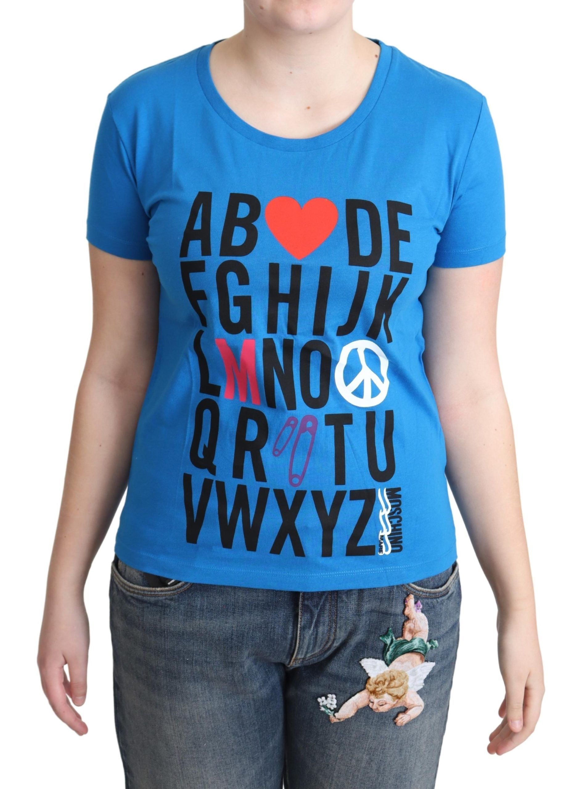 Chic Alphabet Cotton Tee in Blue - ventzia