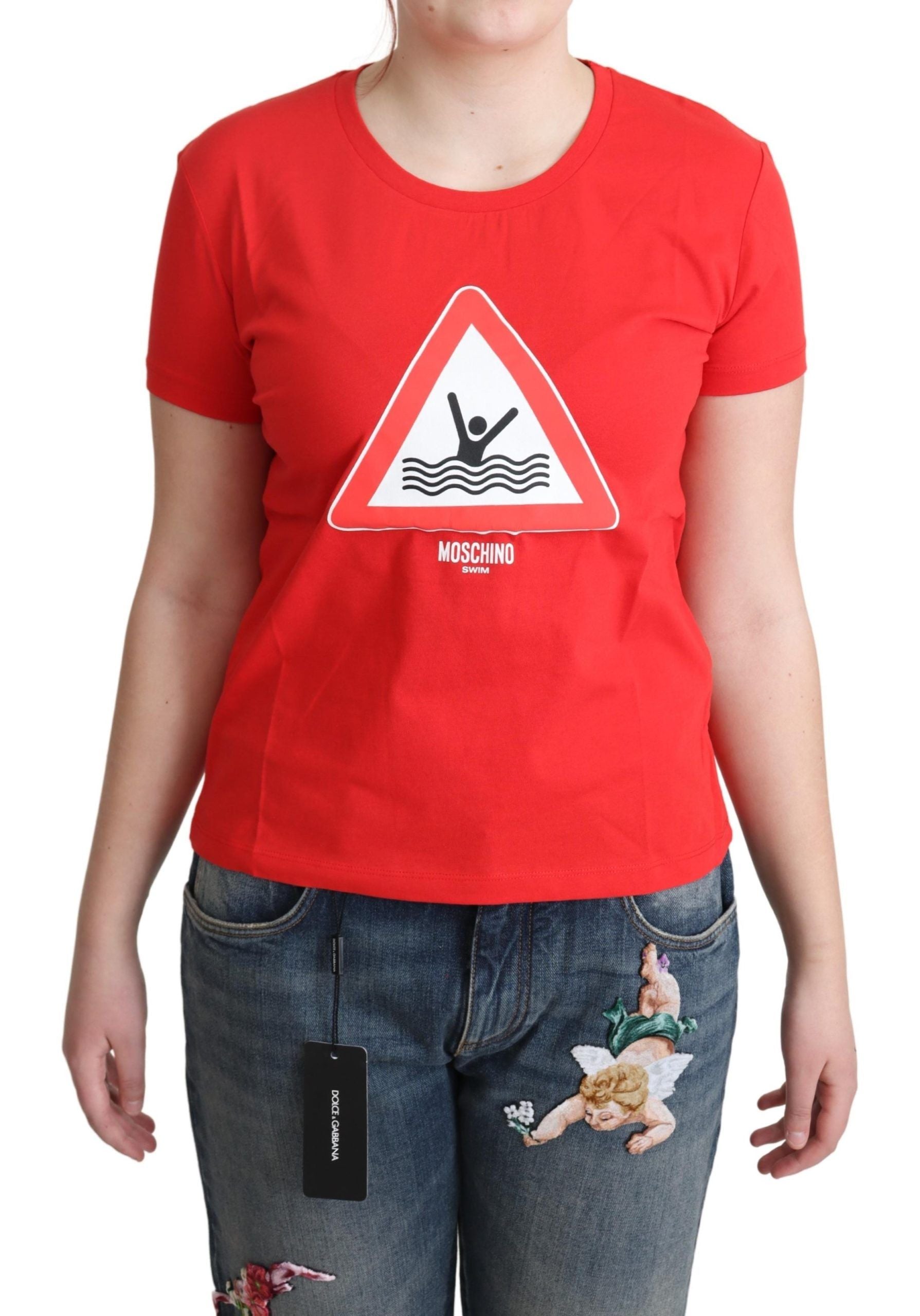 Chic Red Graphic Cotton Tee - ventzia