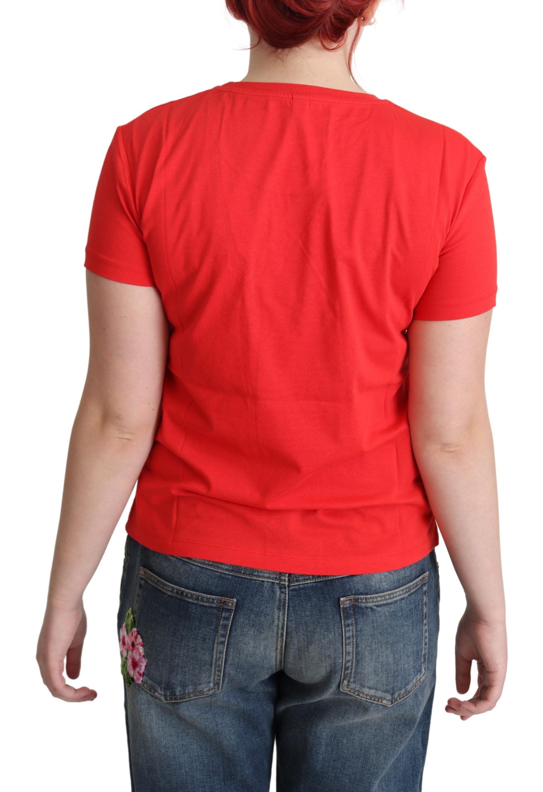 Chic Red Graphic Cotton Tee - ventzia