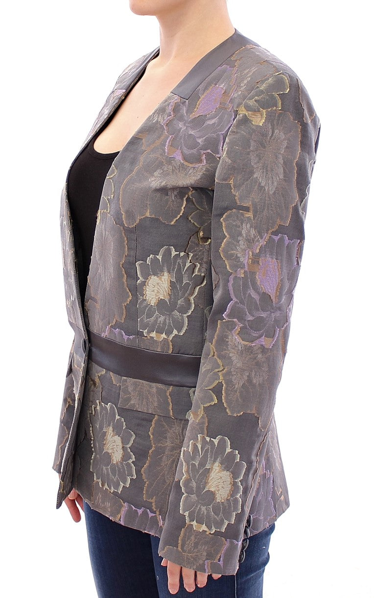 Chic Silk Floral One-Button Blazer - ventzia