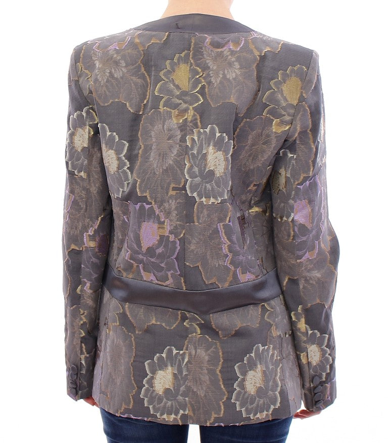 Chic Silk Floral One-Button Blazer - ventzia