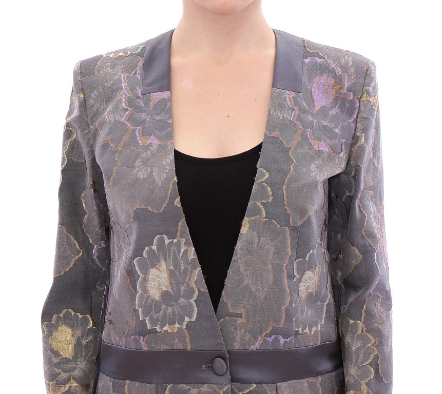 Chic Silk Floral One-Button Blazer - ventzia