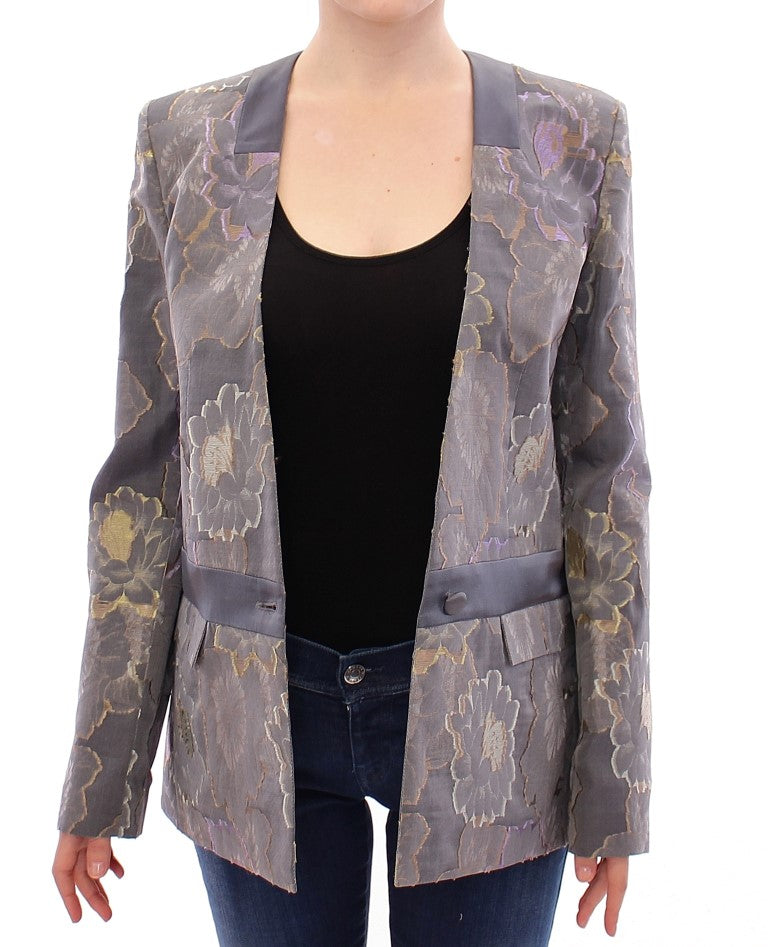 Chic Silk Floral One-Button Blazer - ventzia