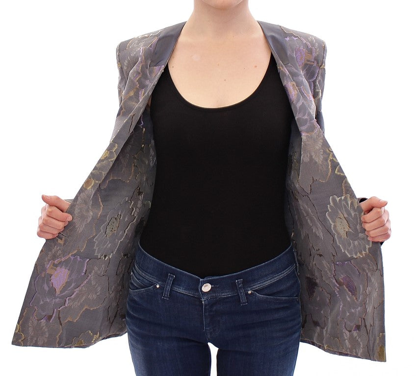 Chic Silk Floral One-Button Blazer - ventzia