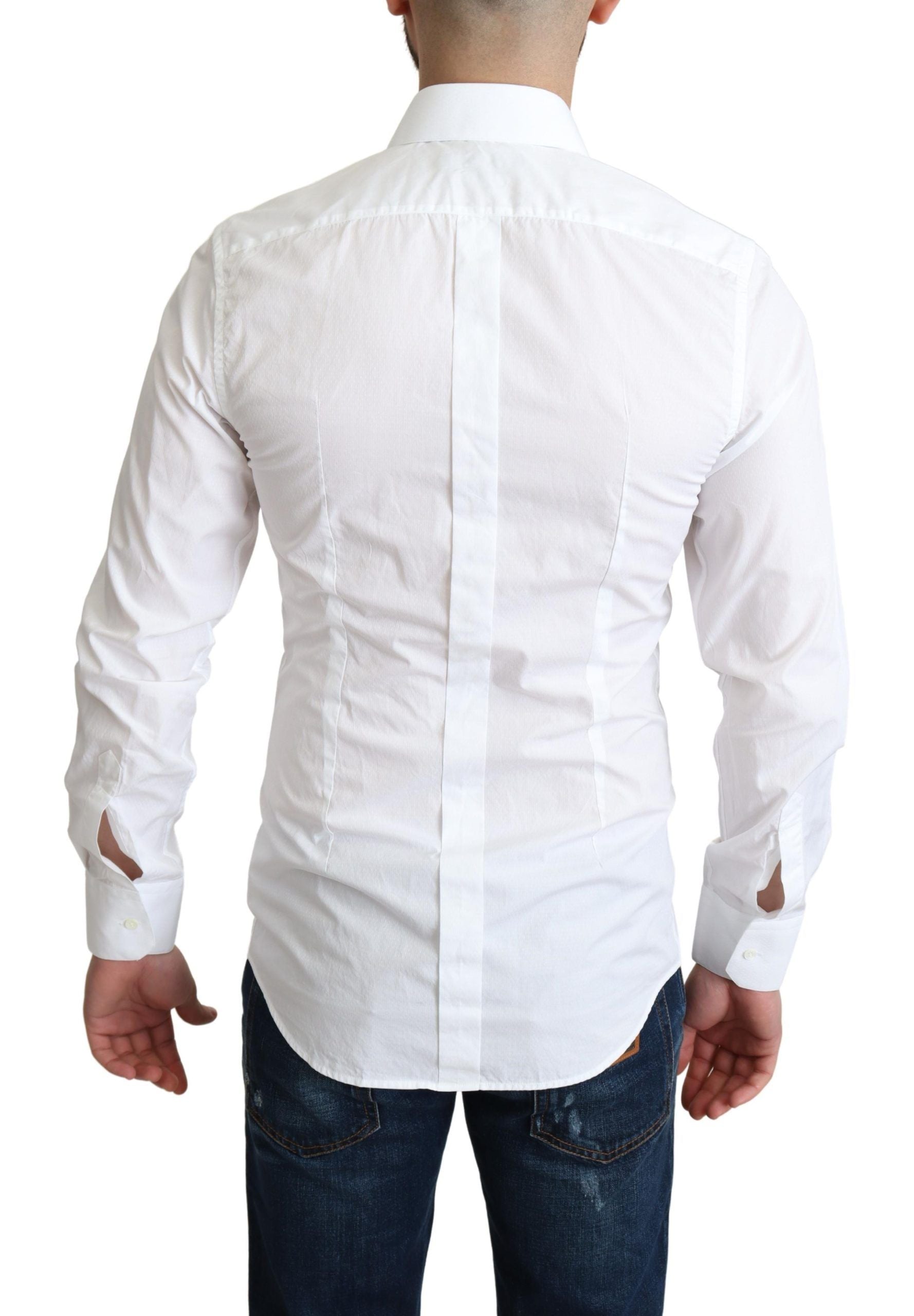 Elegant White Cotton Dress Shirt - ventzia