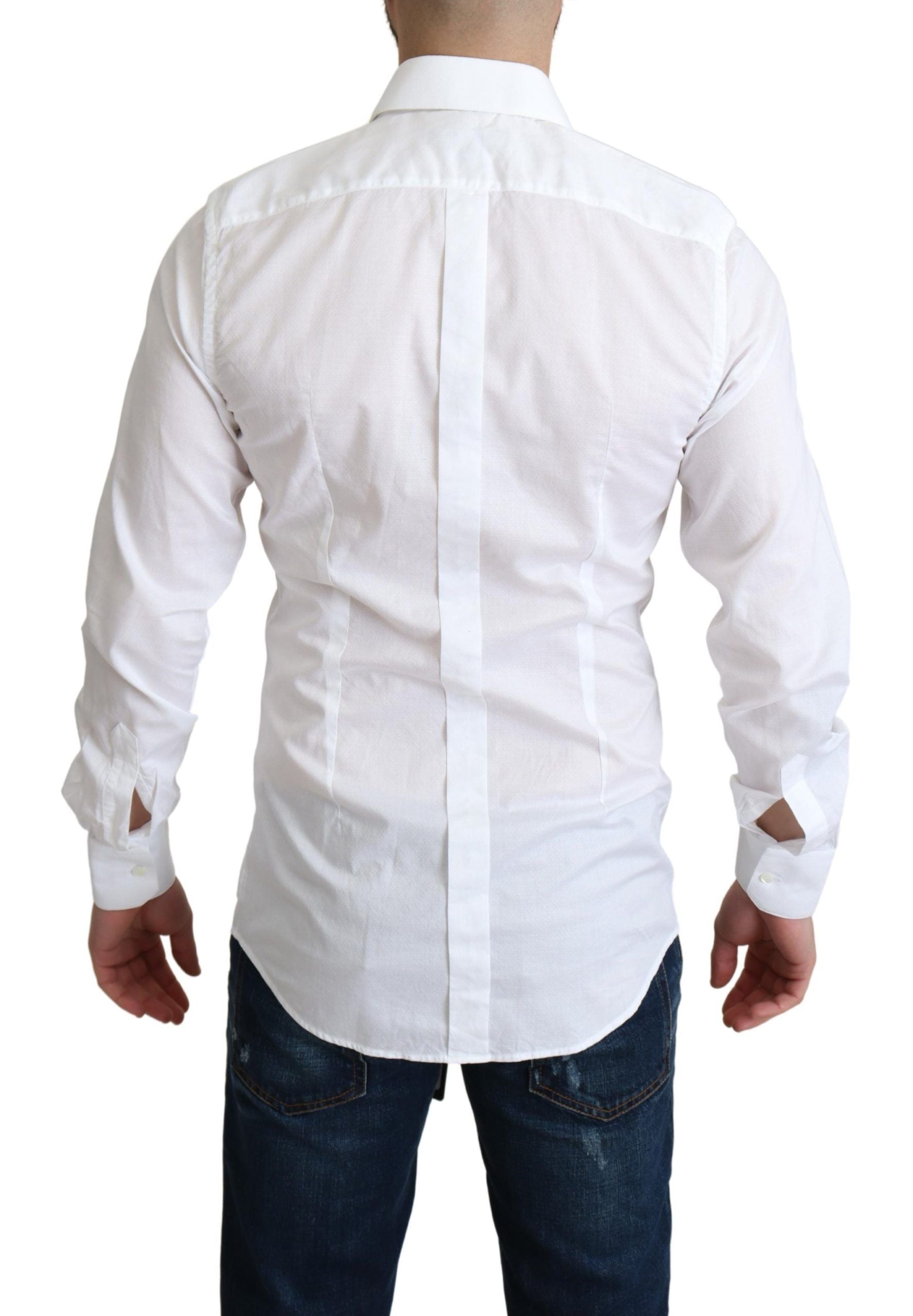Elegant White Cotton Dress Shirt Slim Fit - ventzia