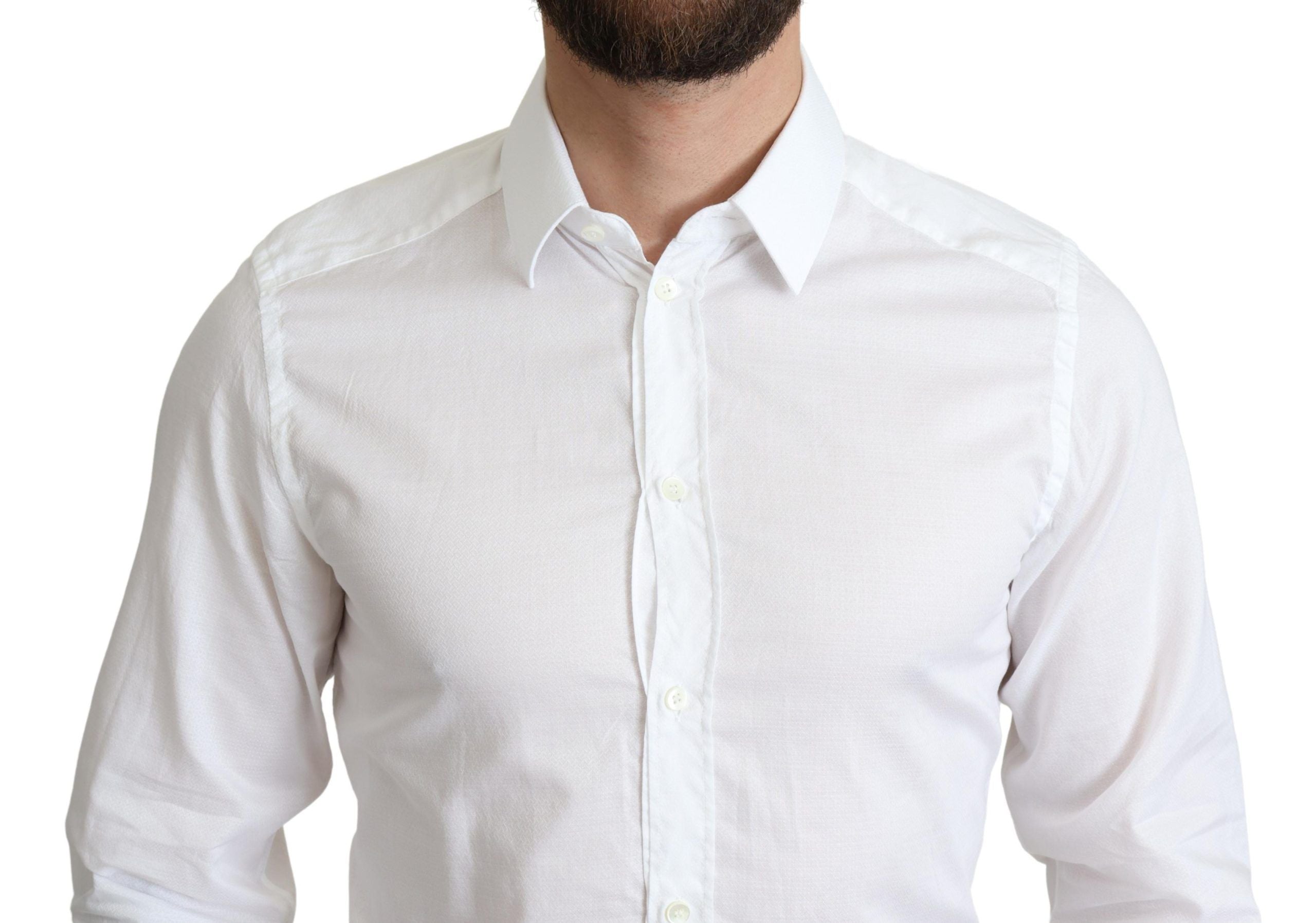 Elegant White Cotton Dress Shirt Slim Fit - ventzia