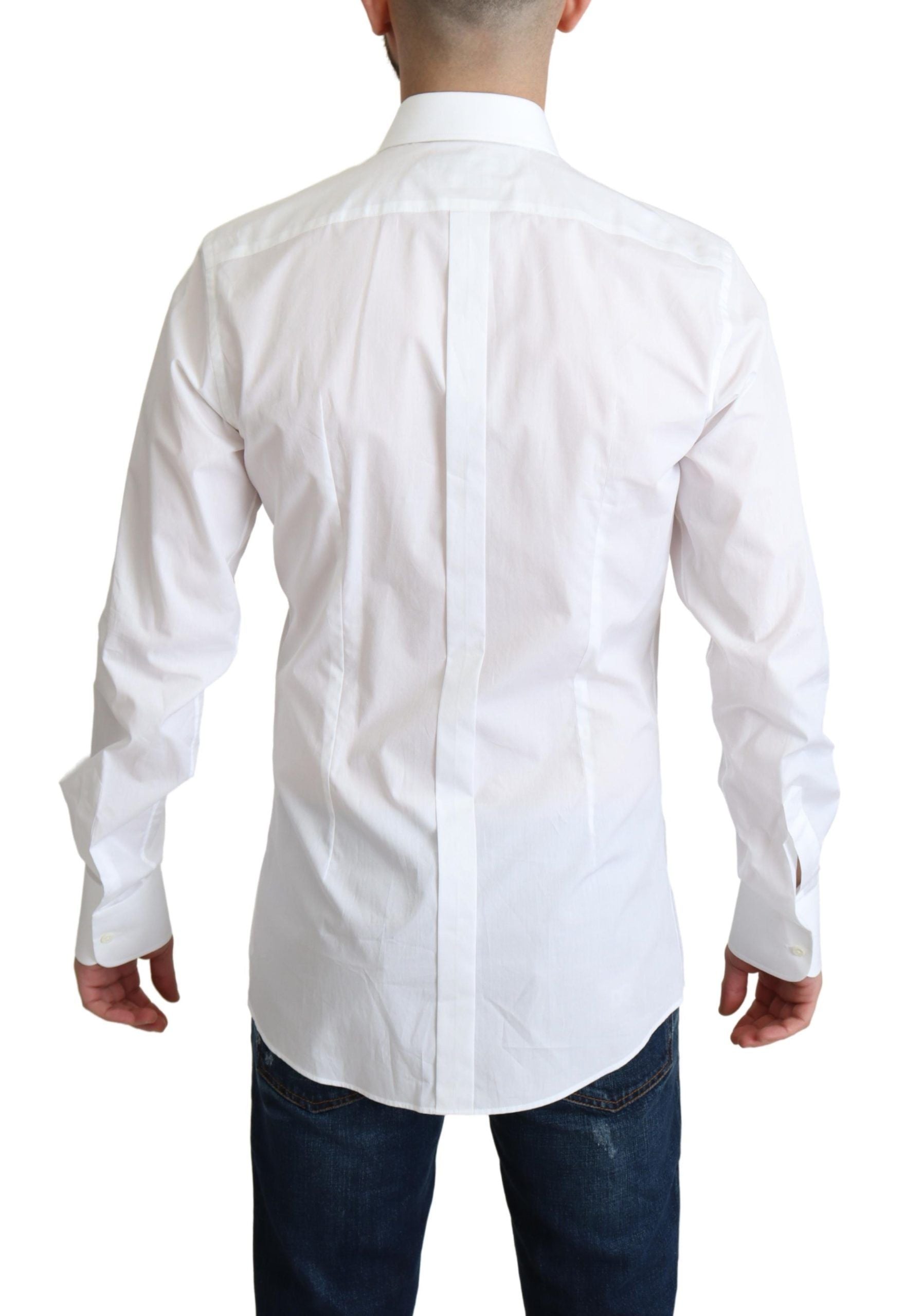 Elegant White Cotton Bib Dress Shirt - ventzia