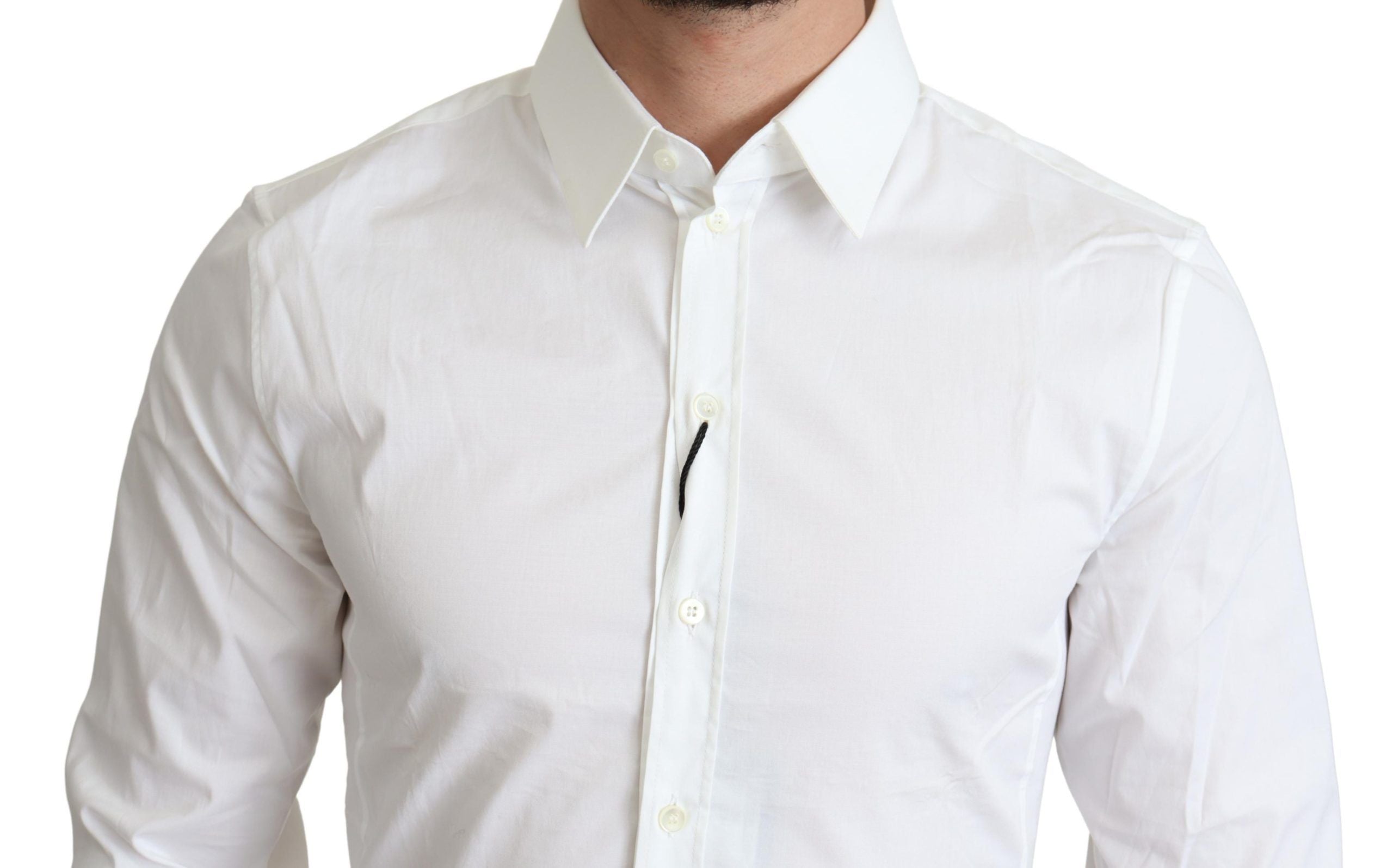 Elegant White Cotton Stretch Dress Shirt - ventzia