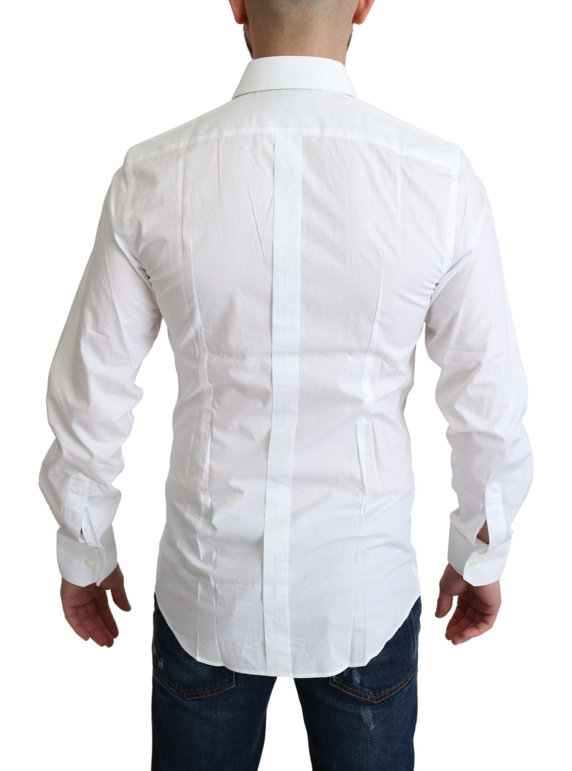 Elegant White Cotton Dress Shirt - ventzia