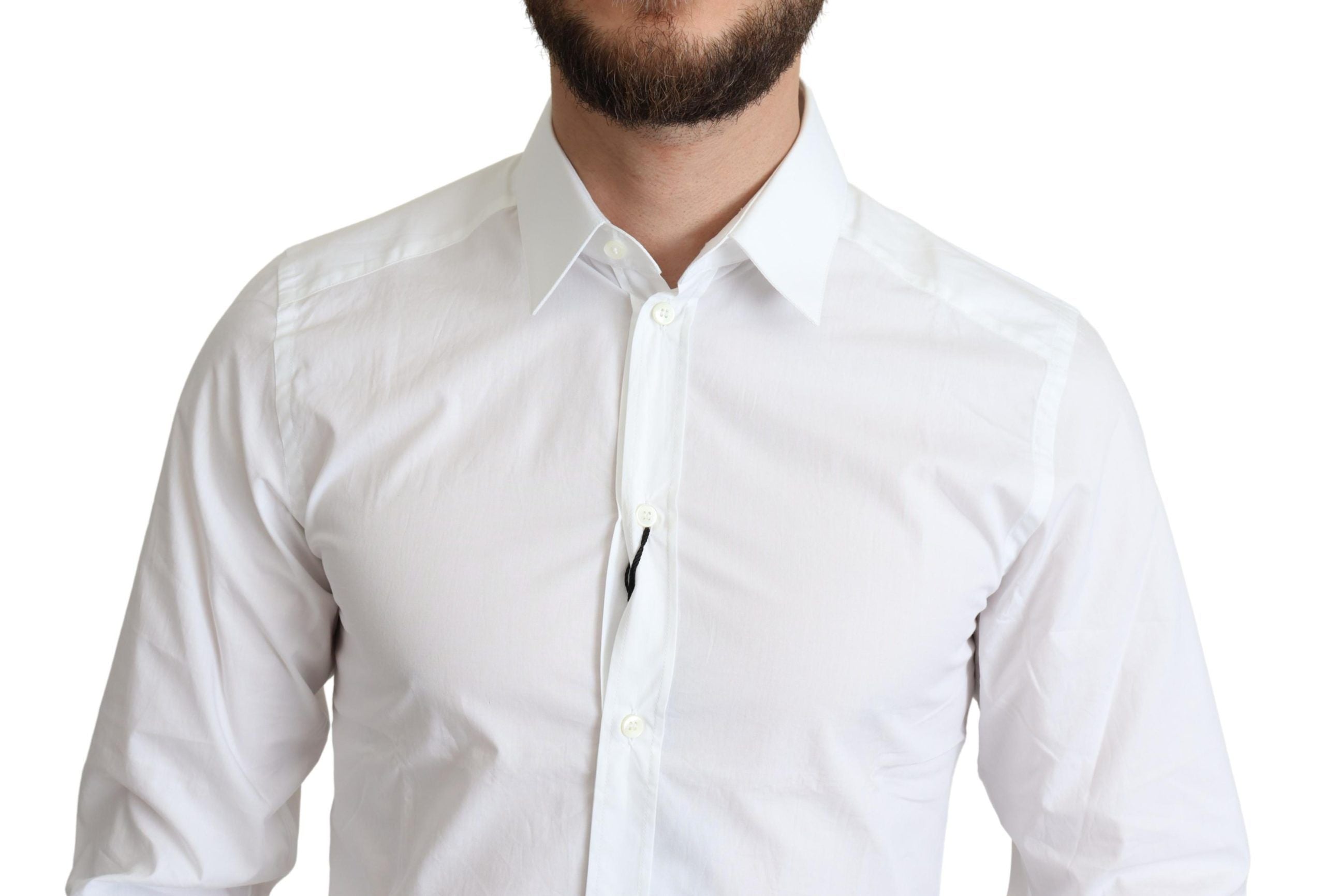 Elegant White Cotton Dress Shirt - ventzia