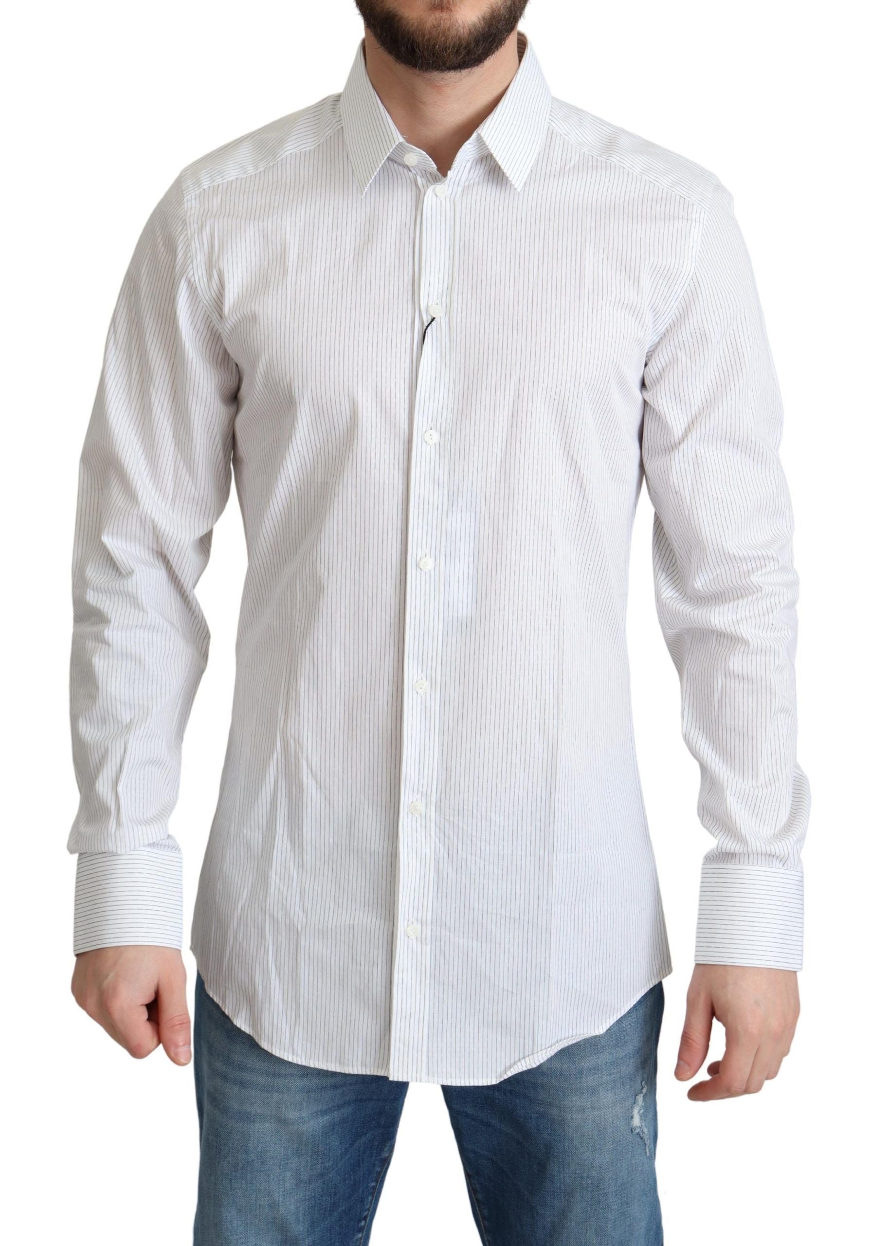 Elegant Striped Gold Dress Shirt - ventzia