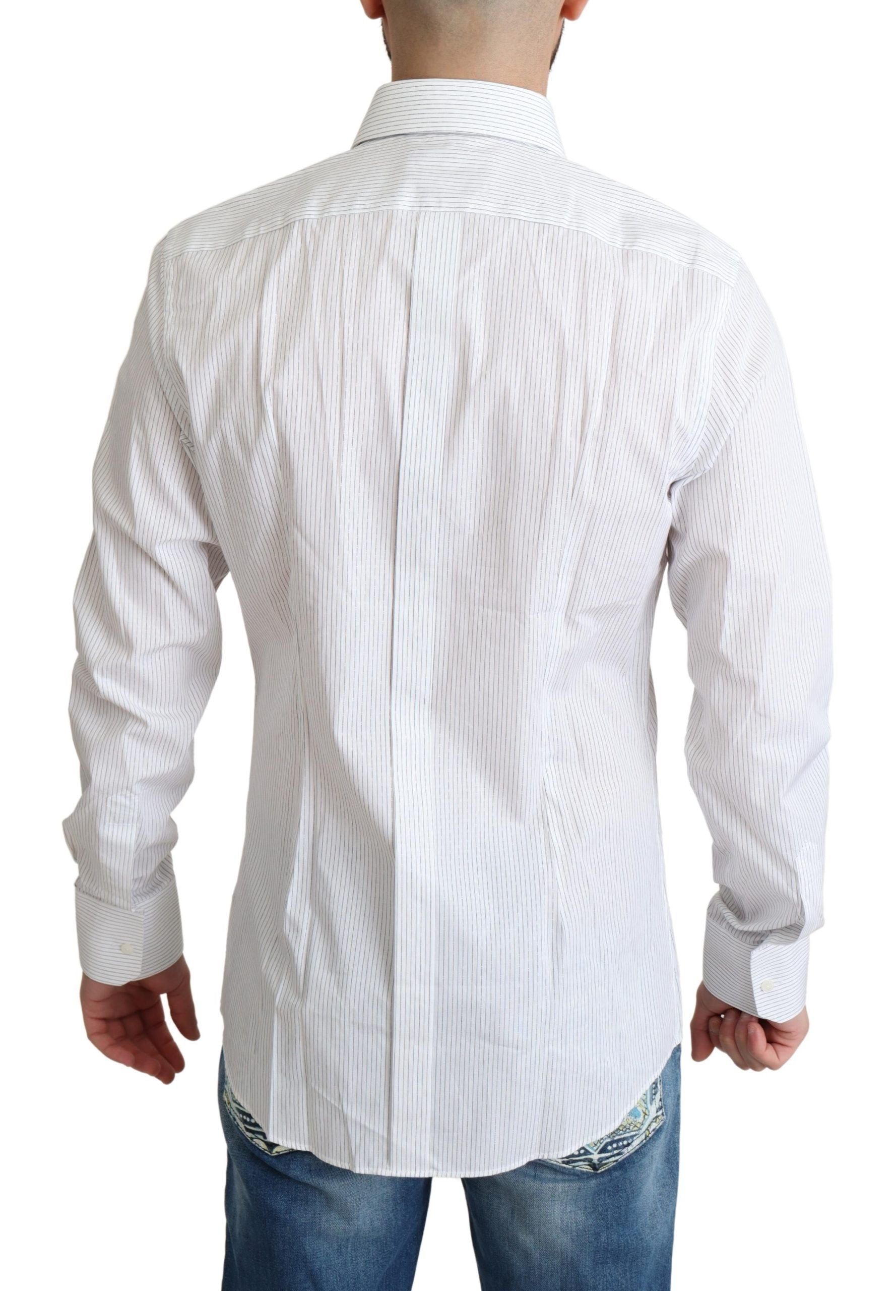 Elegant Striped Gold Dress Shirt - ventzia