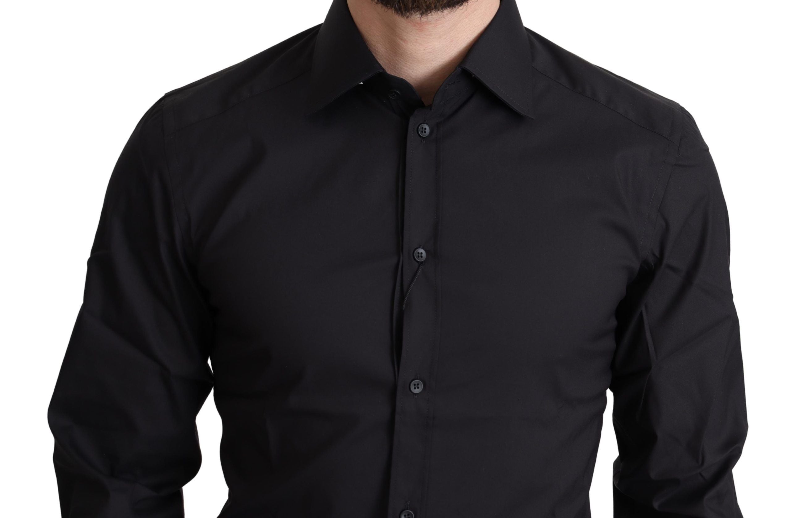 Elegant Black Gold Slim Fit Dress Shirt - ventzia